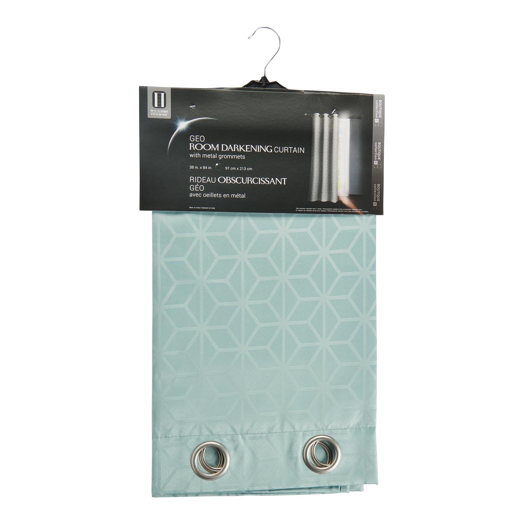 Geometric Room Darkening Curtain, Grey Mist, 84in Giant Tiger