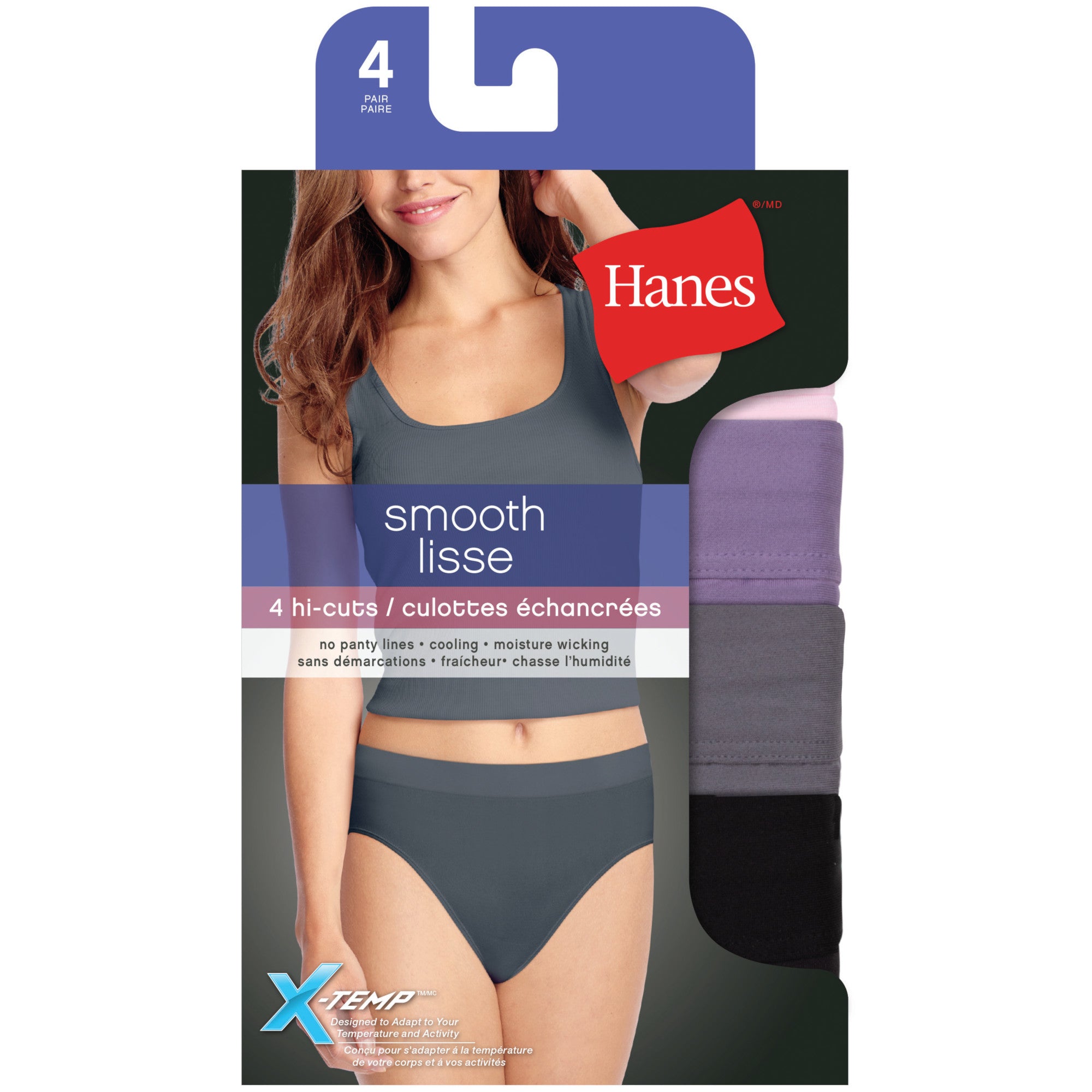 Hanes Women's X-Temp Smooth Microfiber Briefs, 4-Pack, S-XXL