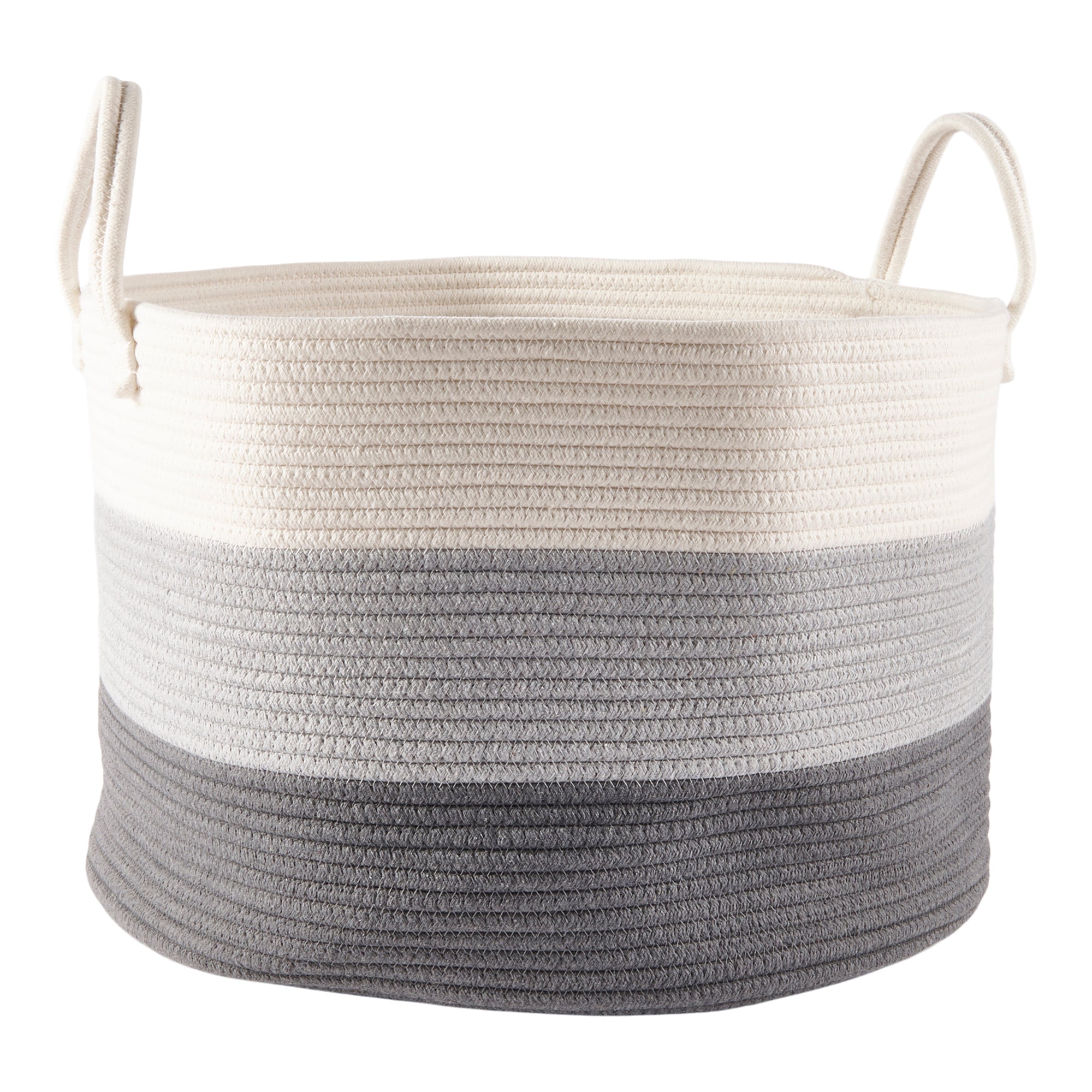 Cotton Rounded Rope Basket, 19.7-in, White, Grey and Black – Giant Tiger