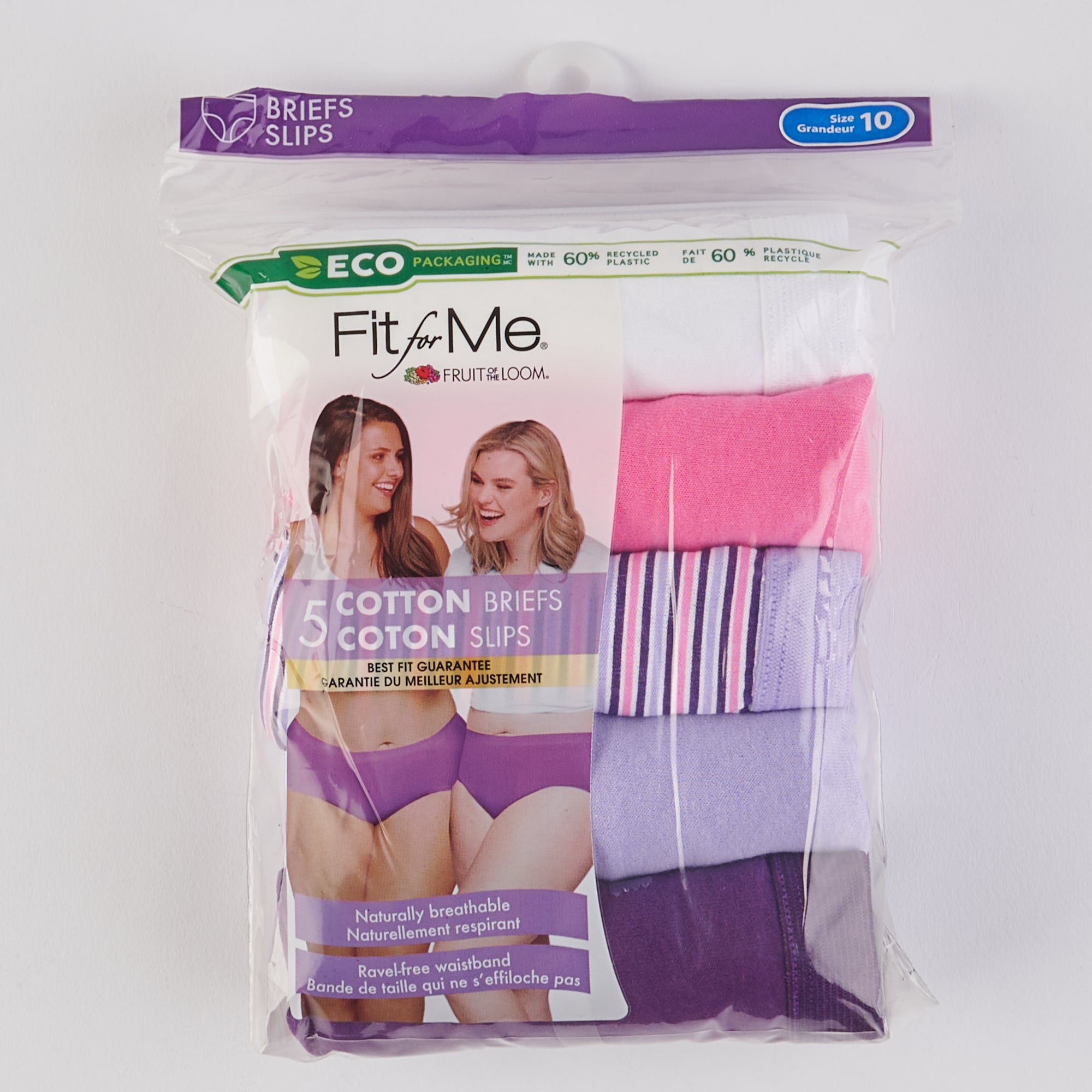 Fit for Me Womens Plus Comfort Covered Cotton Assorted Brief