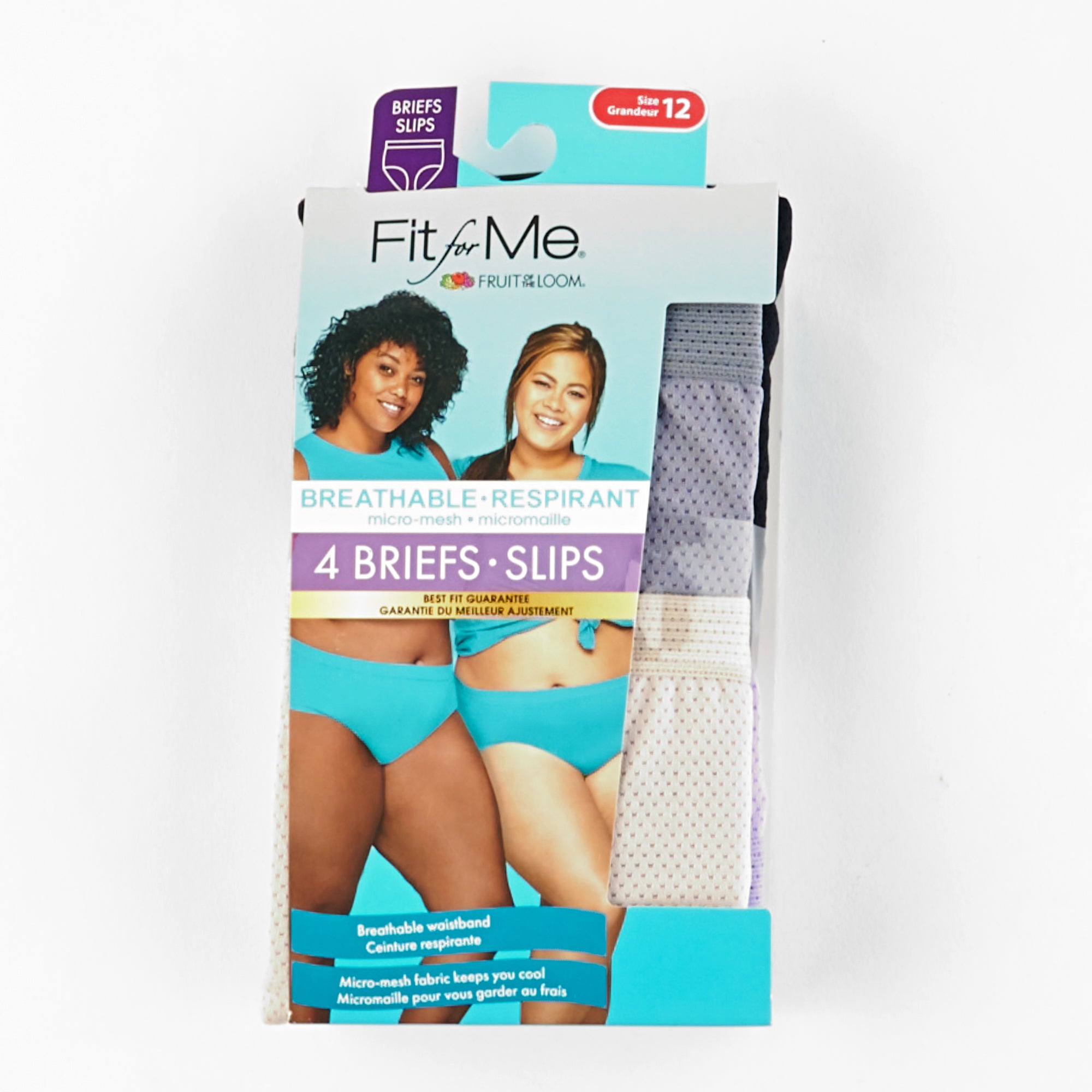 Fruit of the Loom Women's Fit for Me Cotton Briefs, 12, 4 Pack