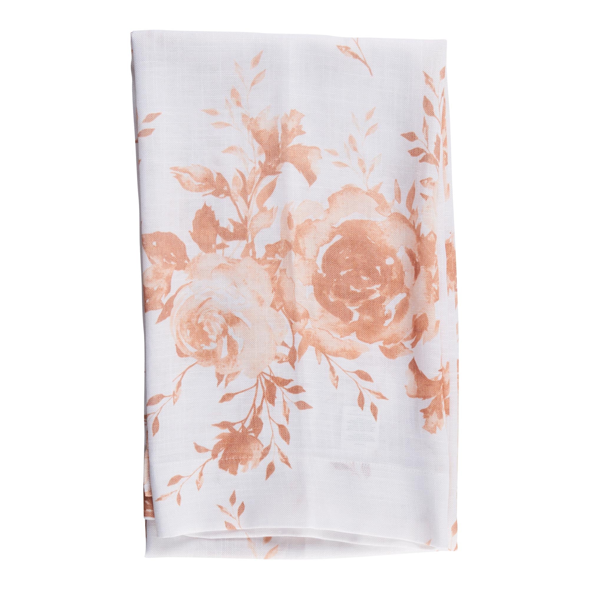 "Whitley" Sheer LinenLike Printed Curtain with Rod Pocket, Pink Flora