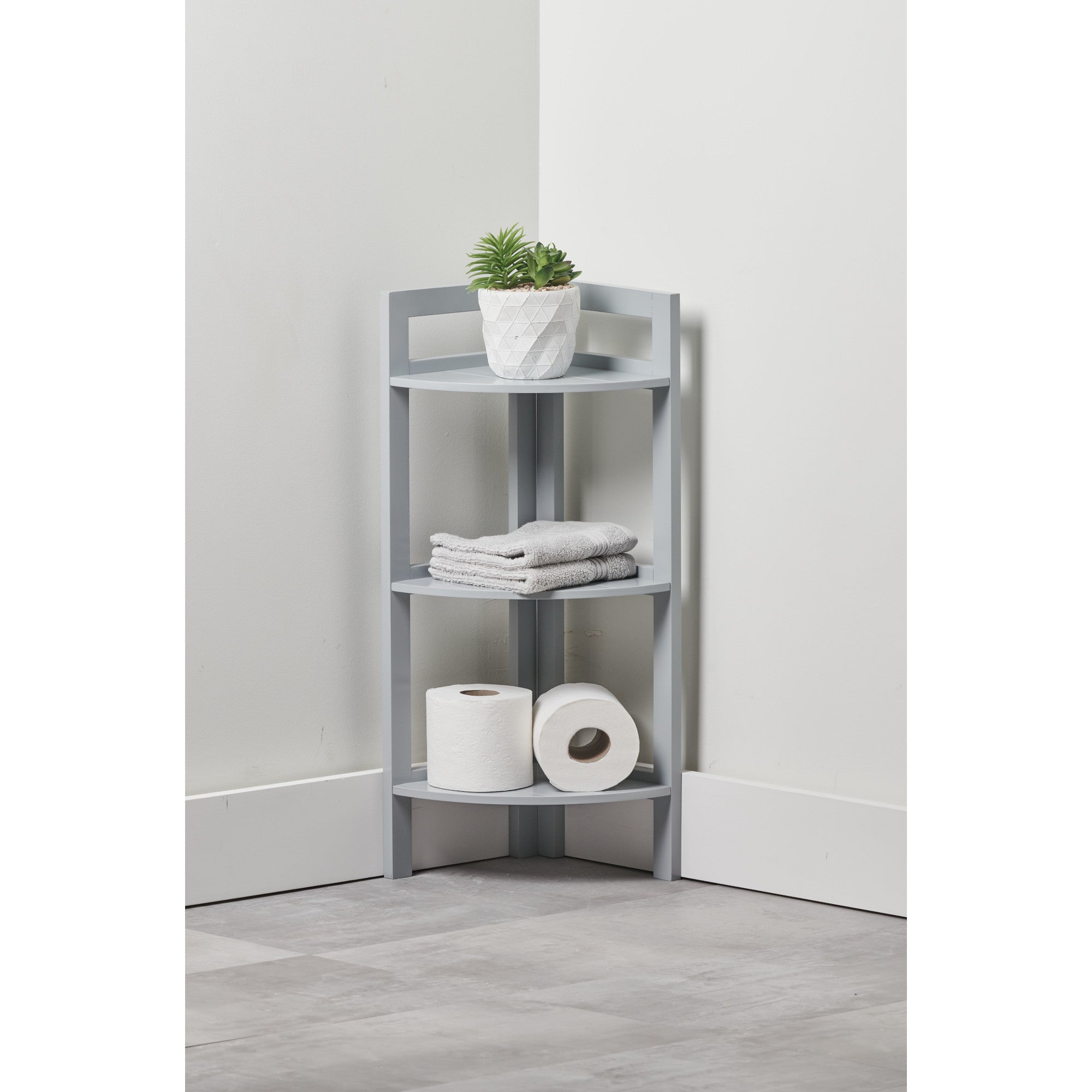 Winslow 3Tier Corner Shelf, Grey Giant Tiger
