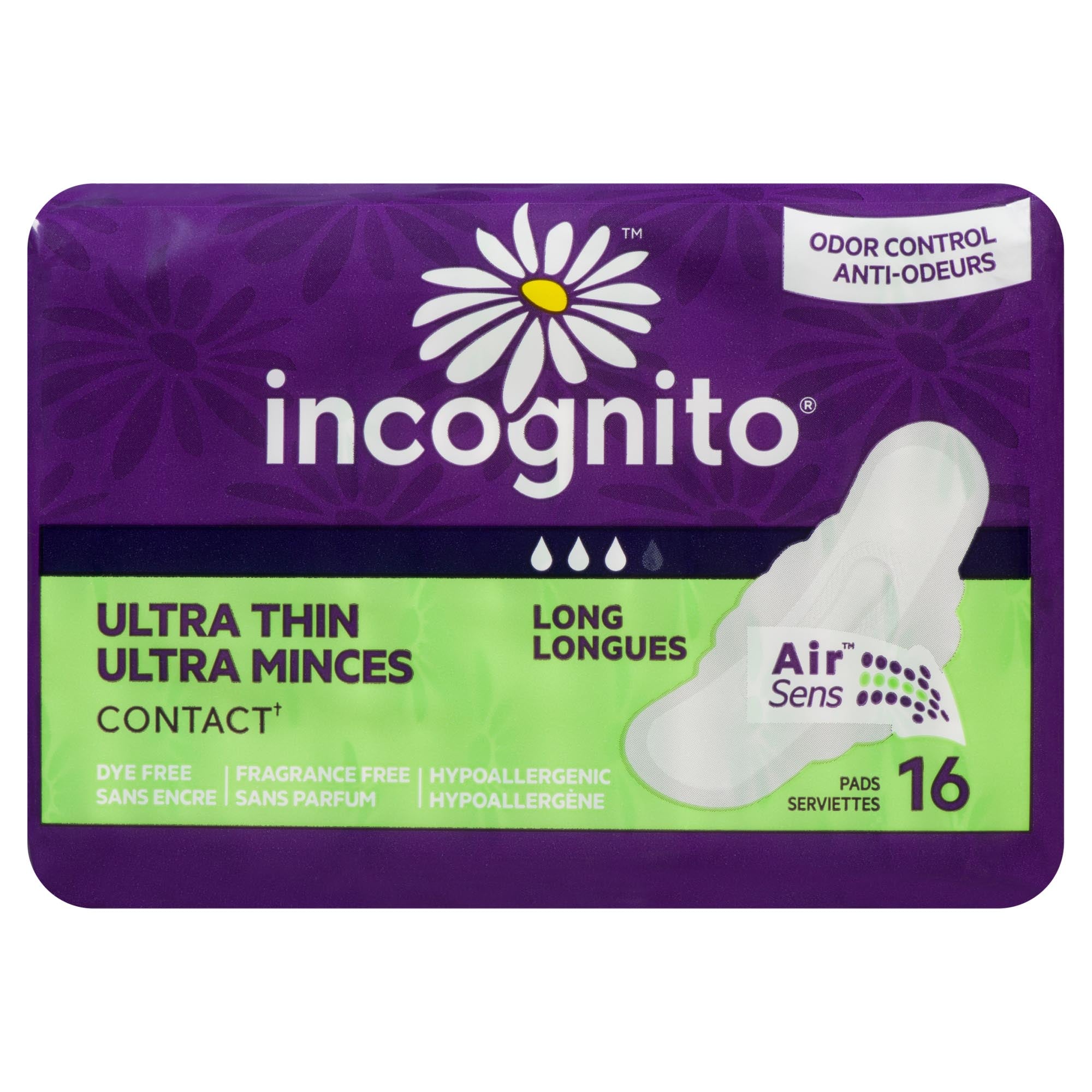 Incognito Ultra Thin Contact Long Pads, 16Pack Giant Tiger