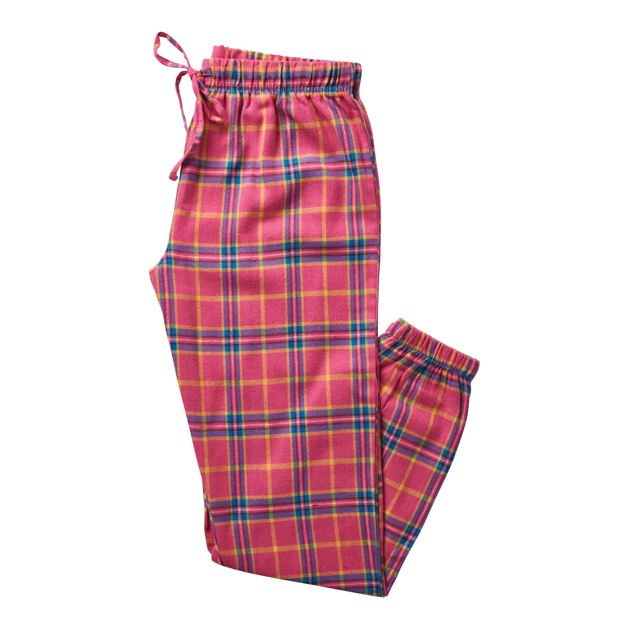 Women's All-Over Plaid Printed Flannel PJ Pants with Drawstring