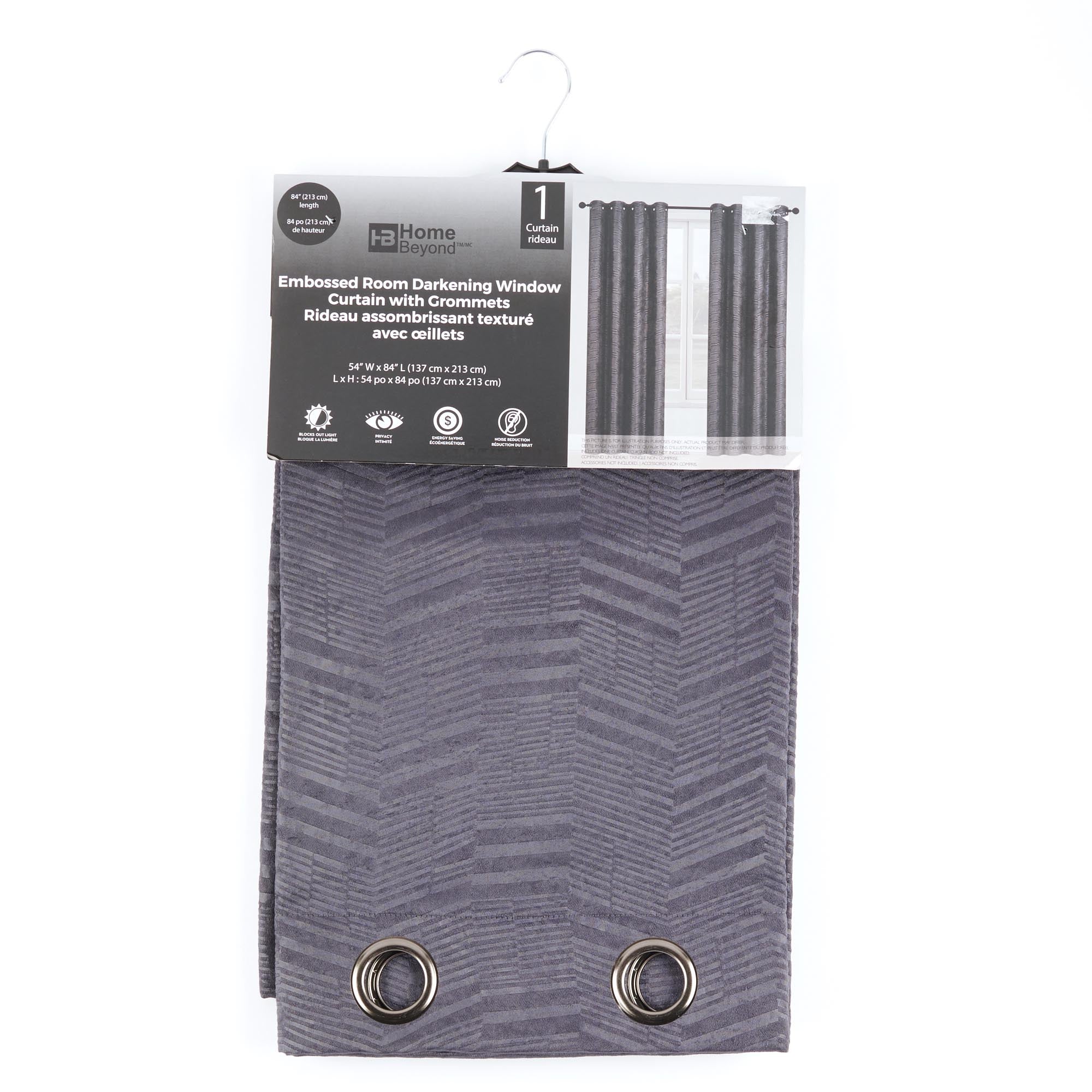 Home Beyond Heavyweight Embossed Room Darkening Curtain, 84in Giant