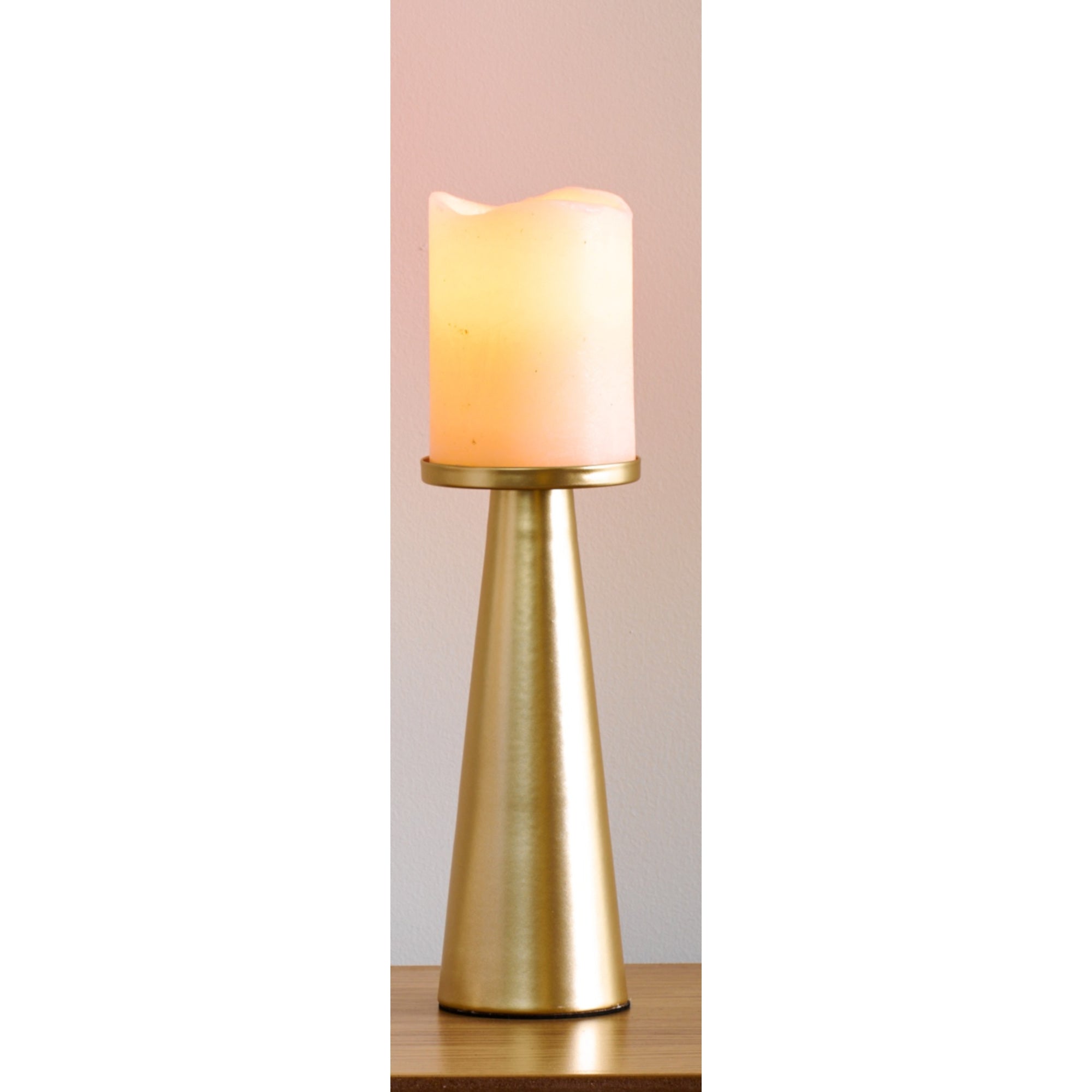 Metal Candle Holder, 8in., Gold Giant Tiger