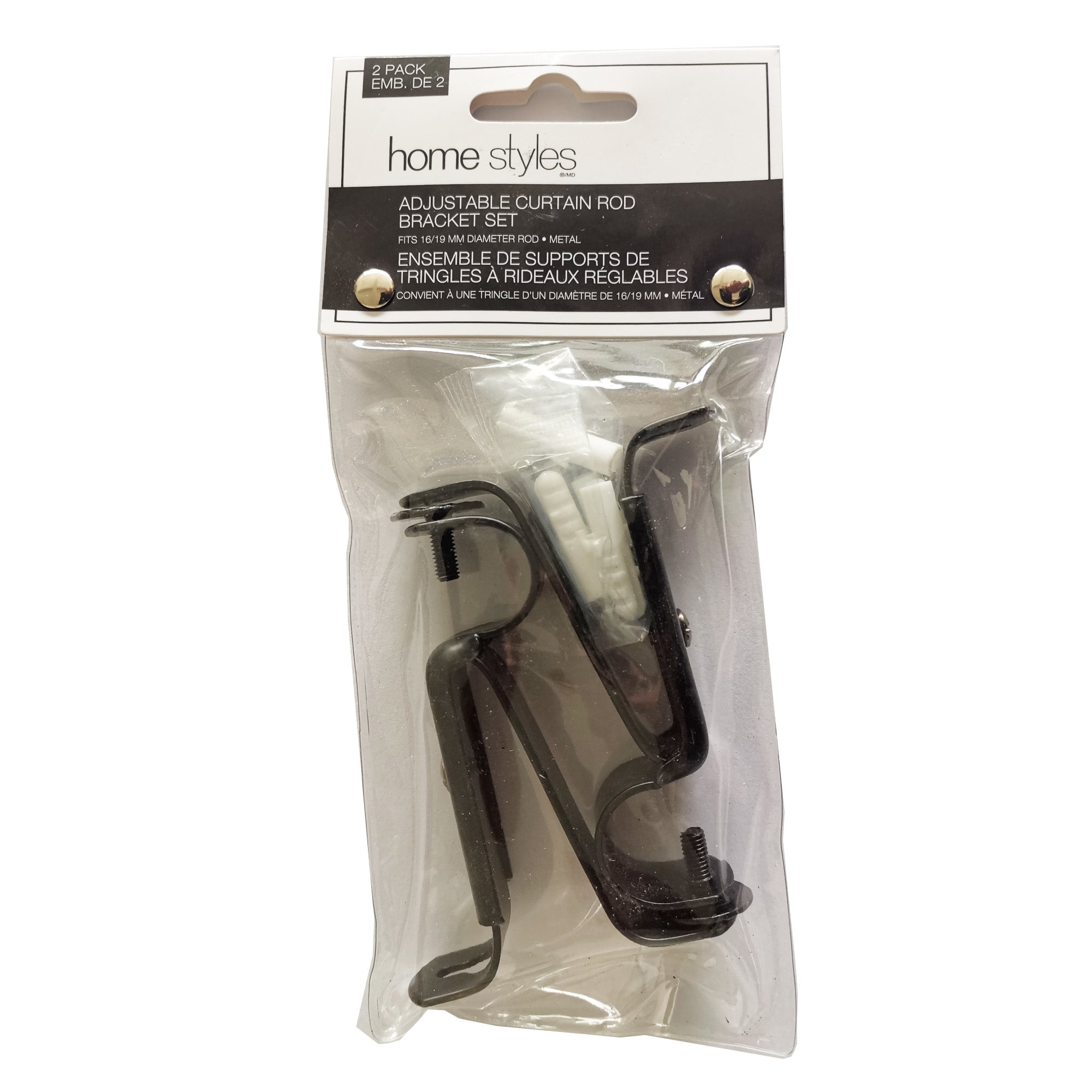 HomeStyles Adjustable Metal Curtain Rod Brackets, 2Pack Giant Tiger