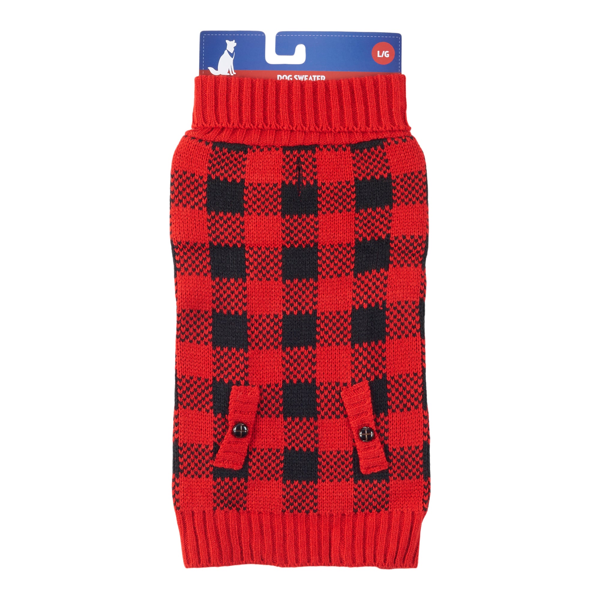 Plaid Pet Sweater, Red and Black Giant Tiger