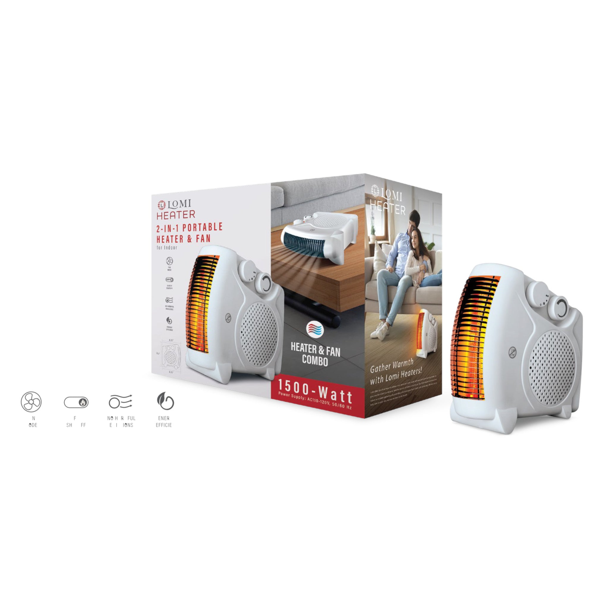 LOMI Heater 2In1 Portable Heater and Fan Giant Tiger