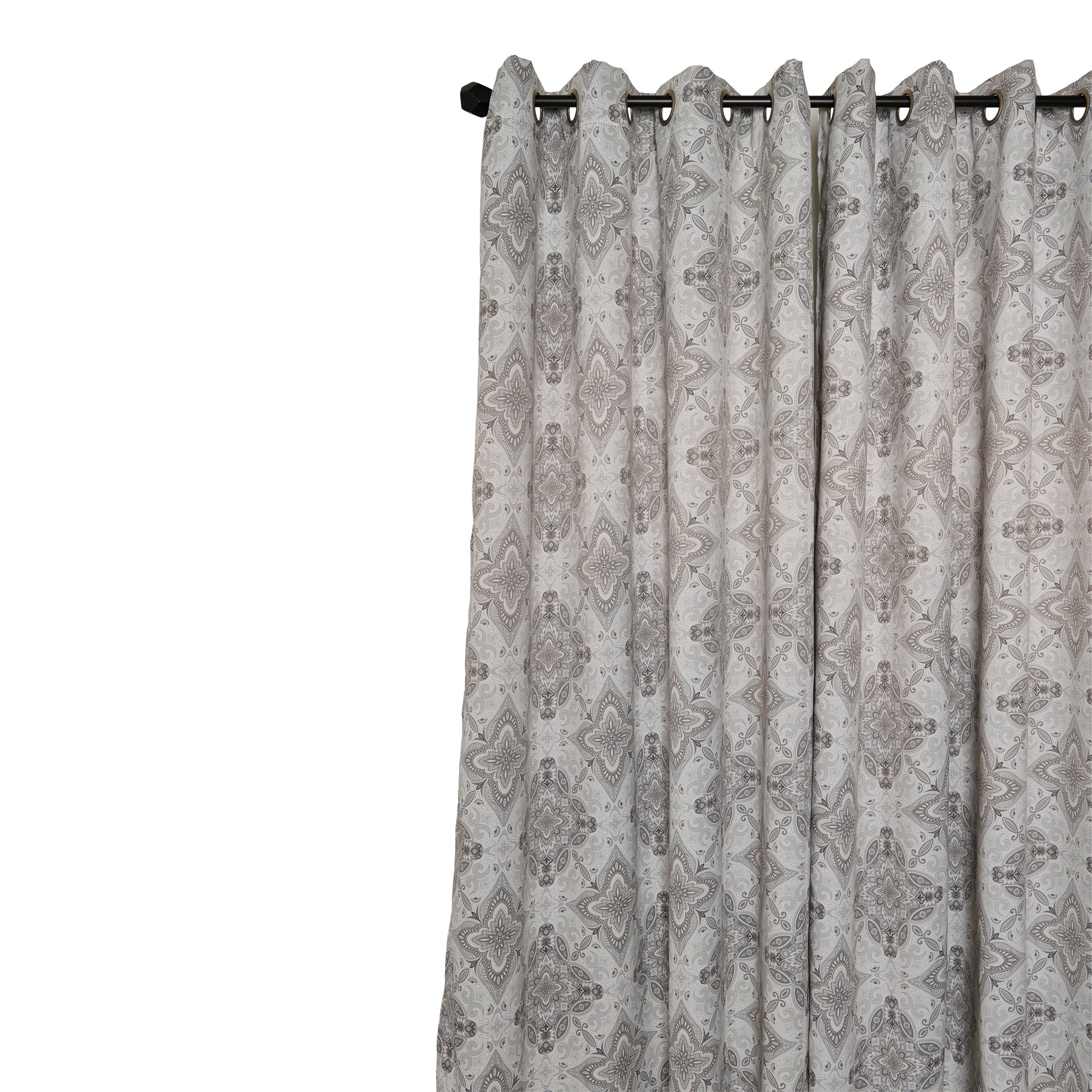 Debbie Travis® Printed Room Darkening Curtain, Grey, 84in, 2Pack