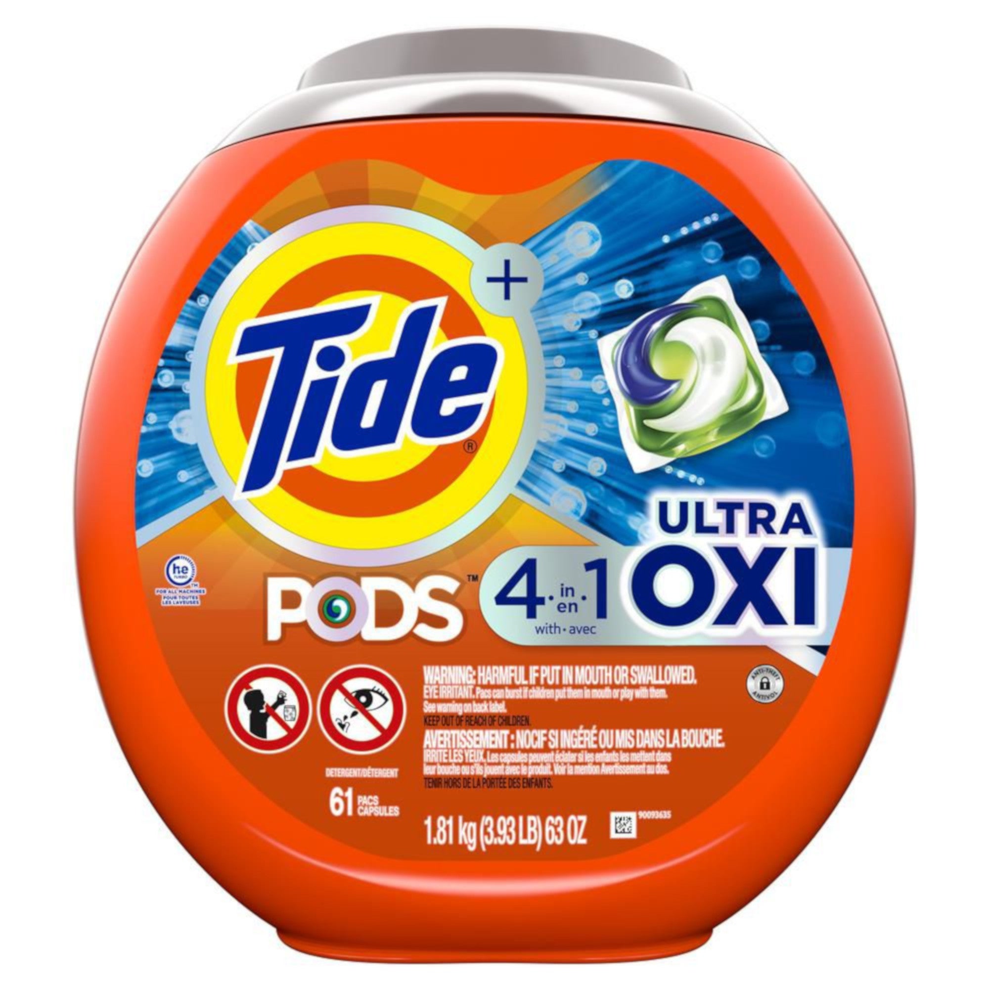 Tide Ultra Oxi Liquid Laundry Detergent Pods, 61Pack Giant Tiger