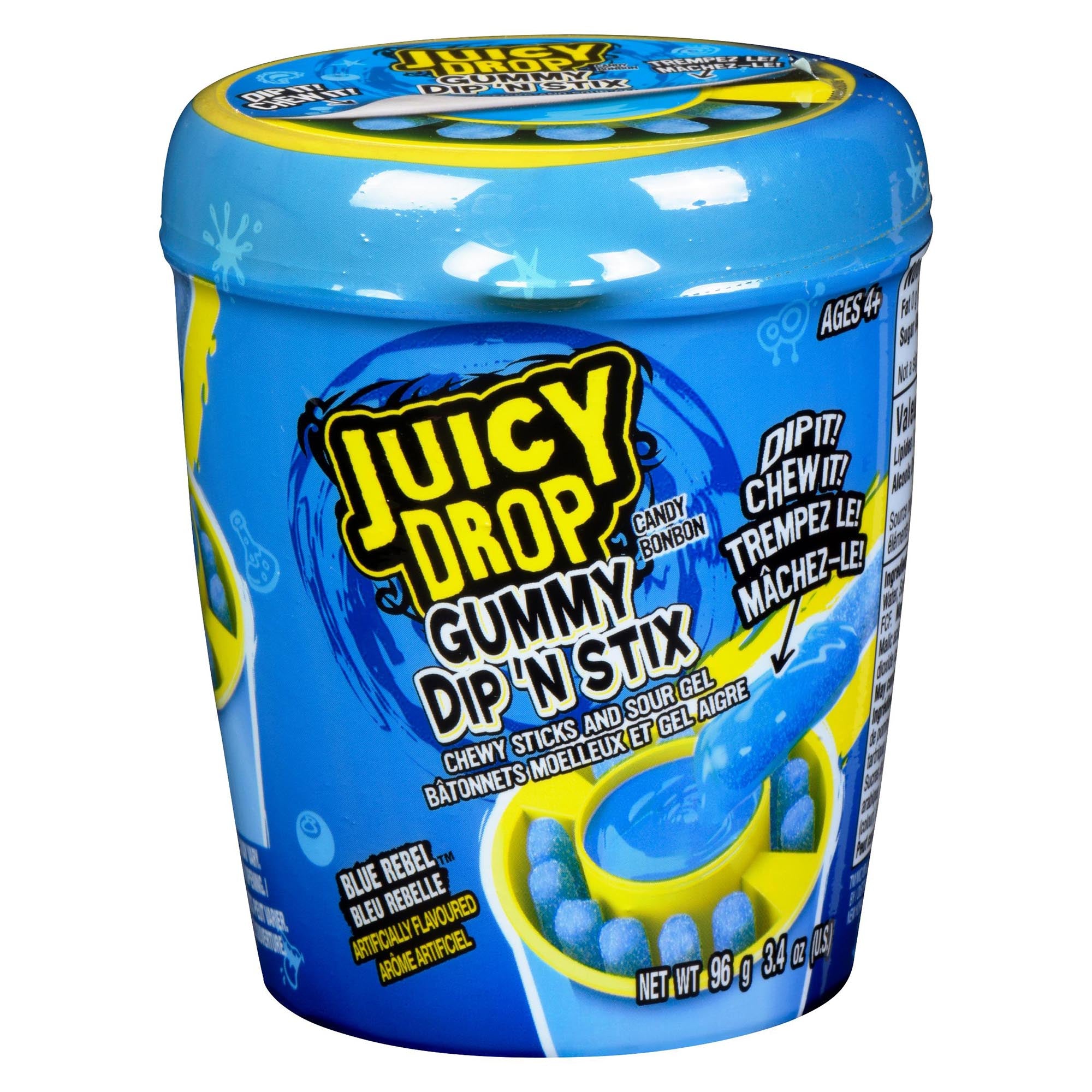 Juicy Drop Gummy Dip 'N Stix Candy Chewy Sticks and Sour Gel, 96g