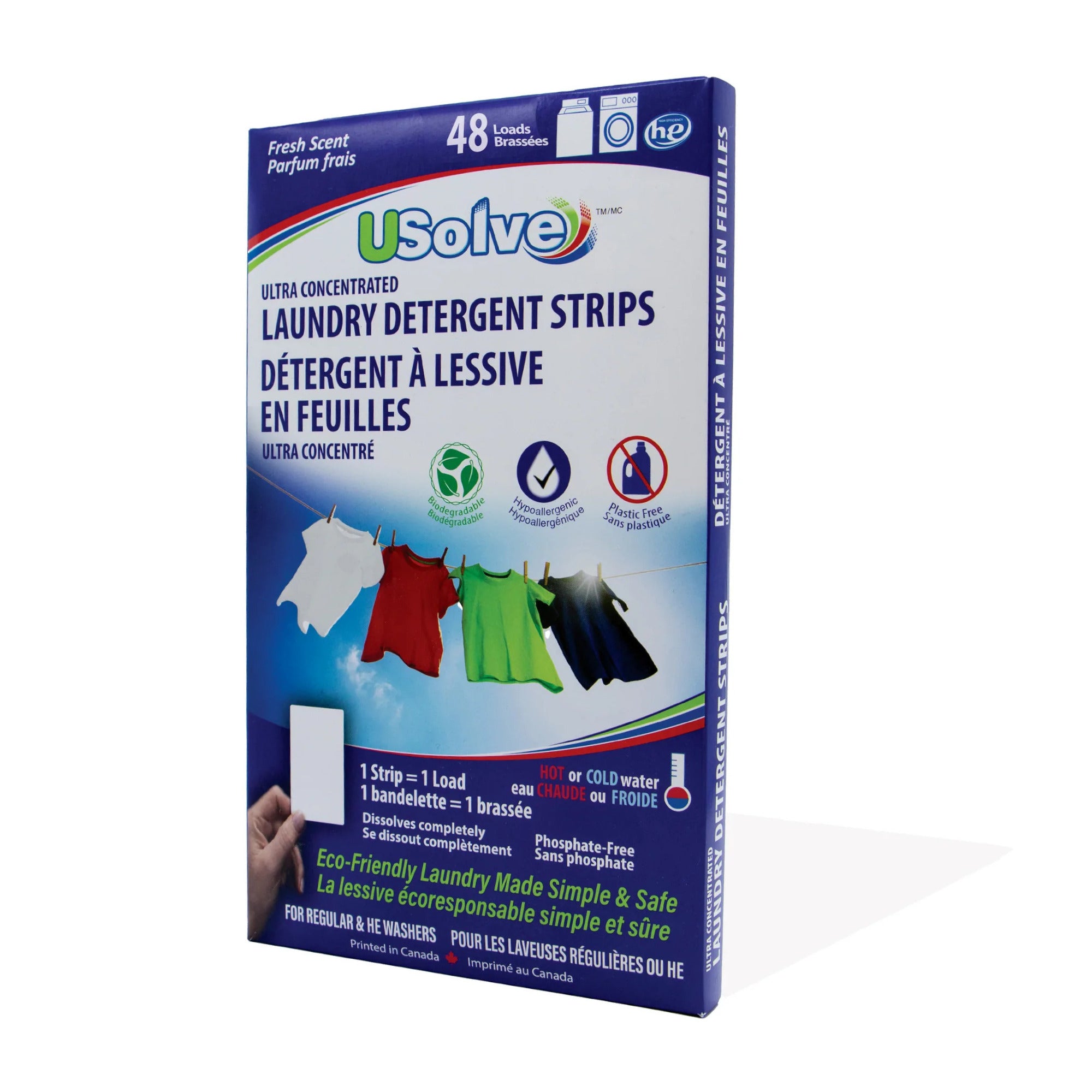 Usolve Ultra Concentrated Fresh Scent Laundry Detergent Strips, 48Pac