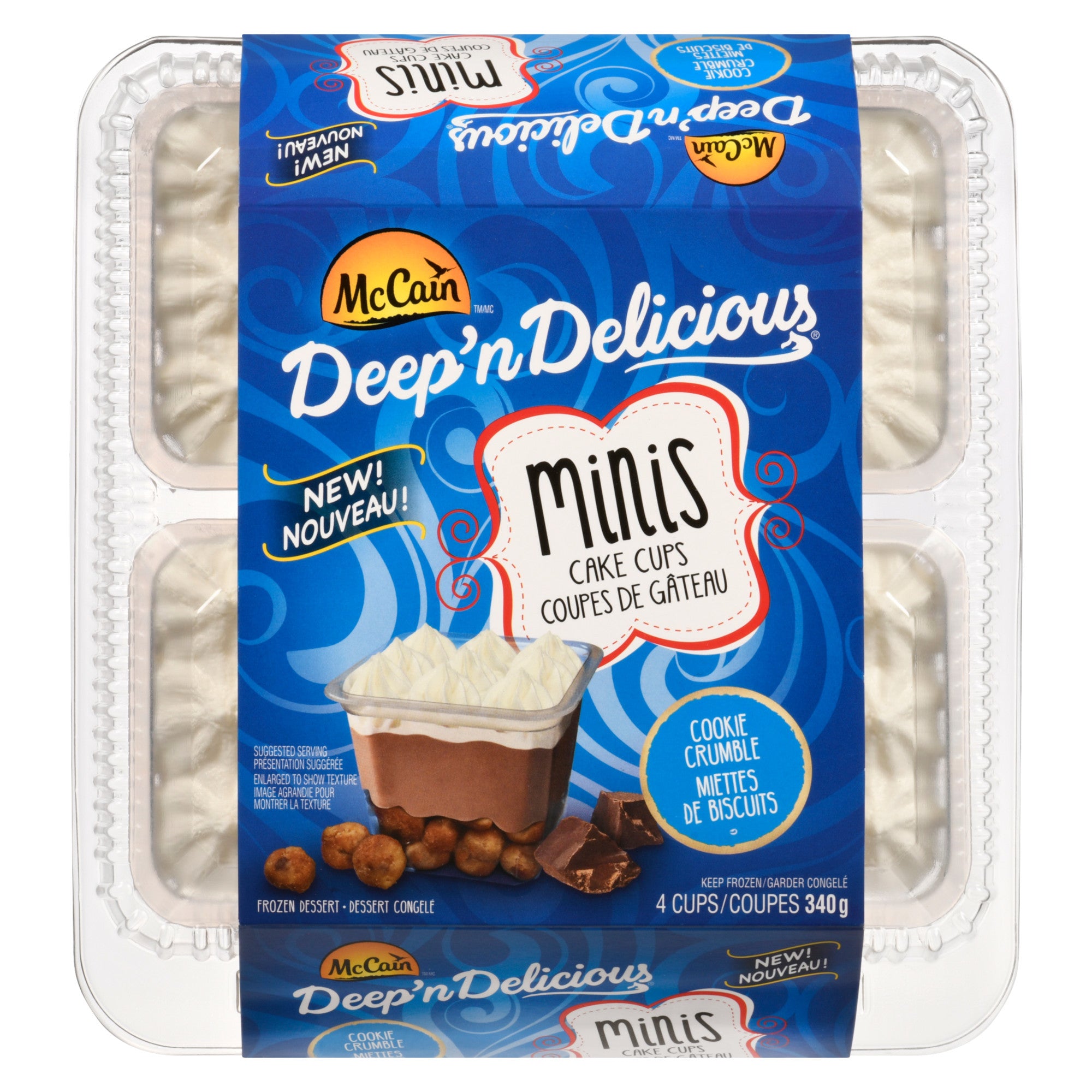 McCain Deep'n Delicious Dessert Congelé Minis Coupes de Gâteau Miettes de  Biscuits, emb de 4, 340-g