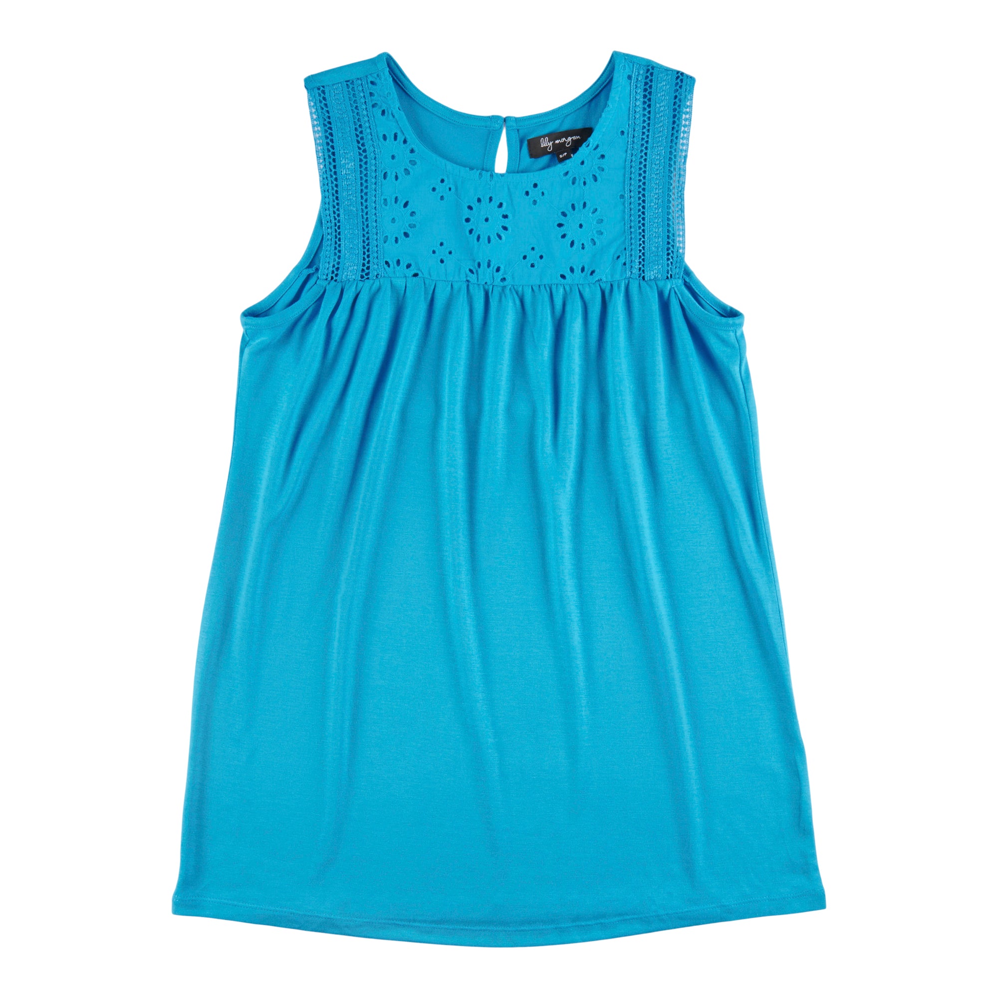 lily Women's Ocean Blues Solid Crochet Top Giant Tiger