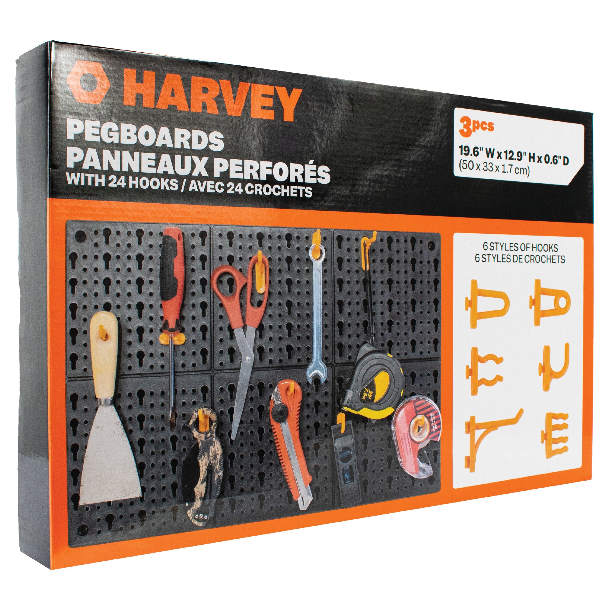 Wall Storage with Hooks, Black, 3Piece Giant Tiger