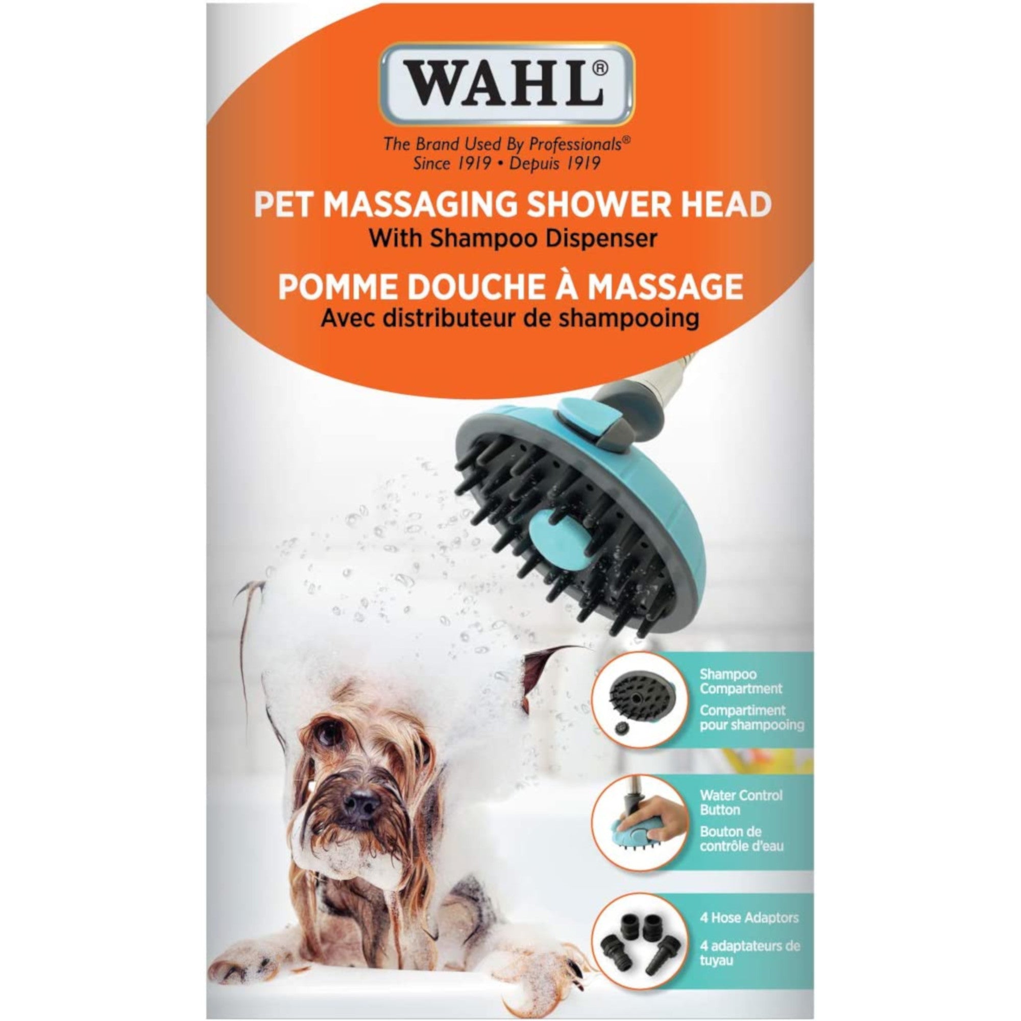 Wahl Pet Massaging Shower Head, Blue Giant Tiger