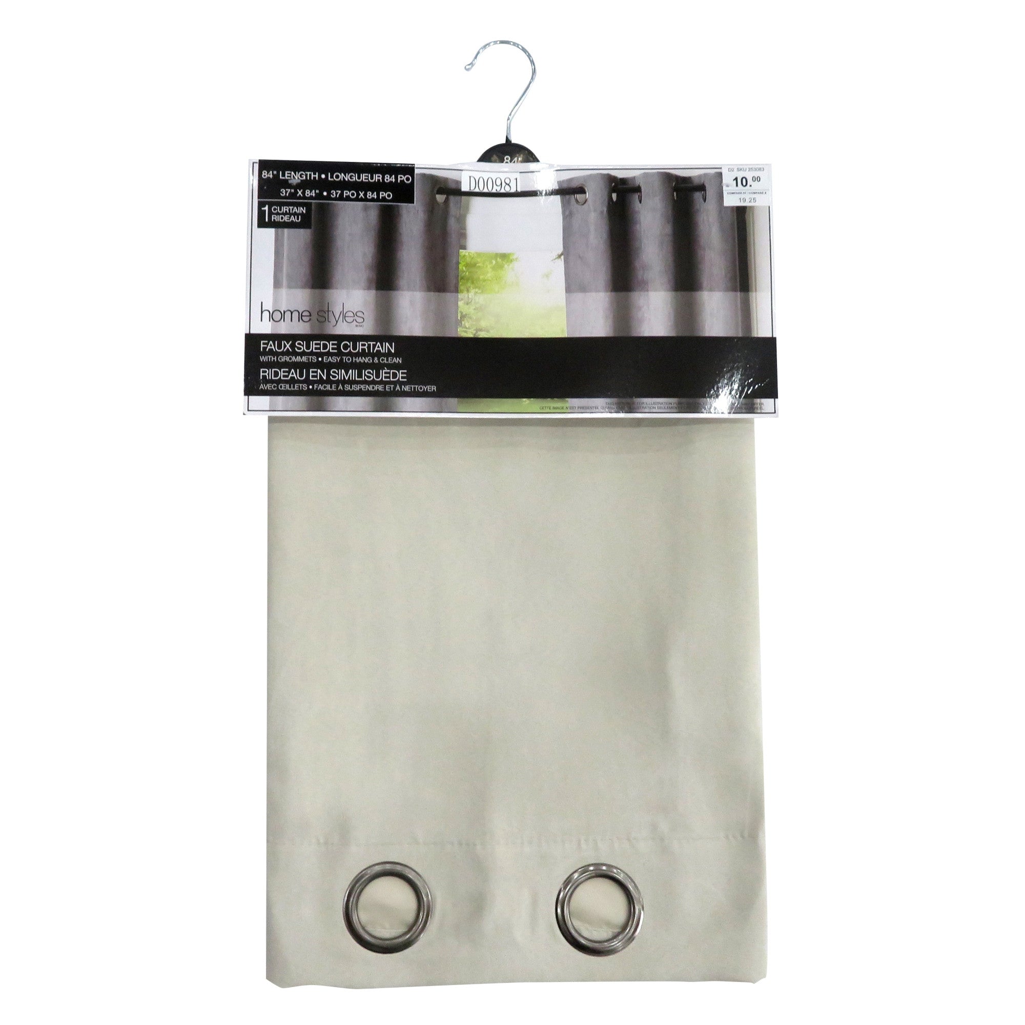 HomeStyles Faux Suede Curtain Panel with Grommets, 63in, Taupe, 1Pac Giant Tiger