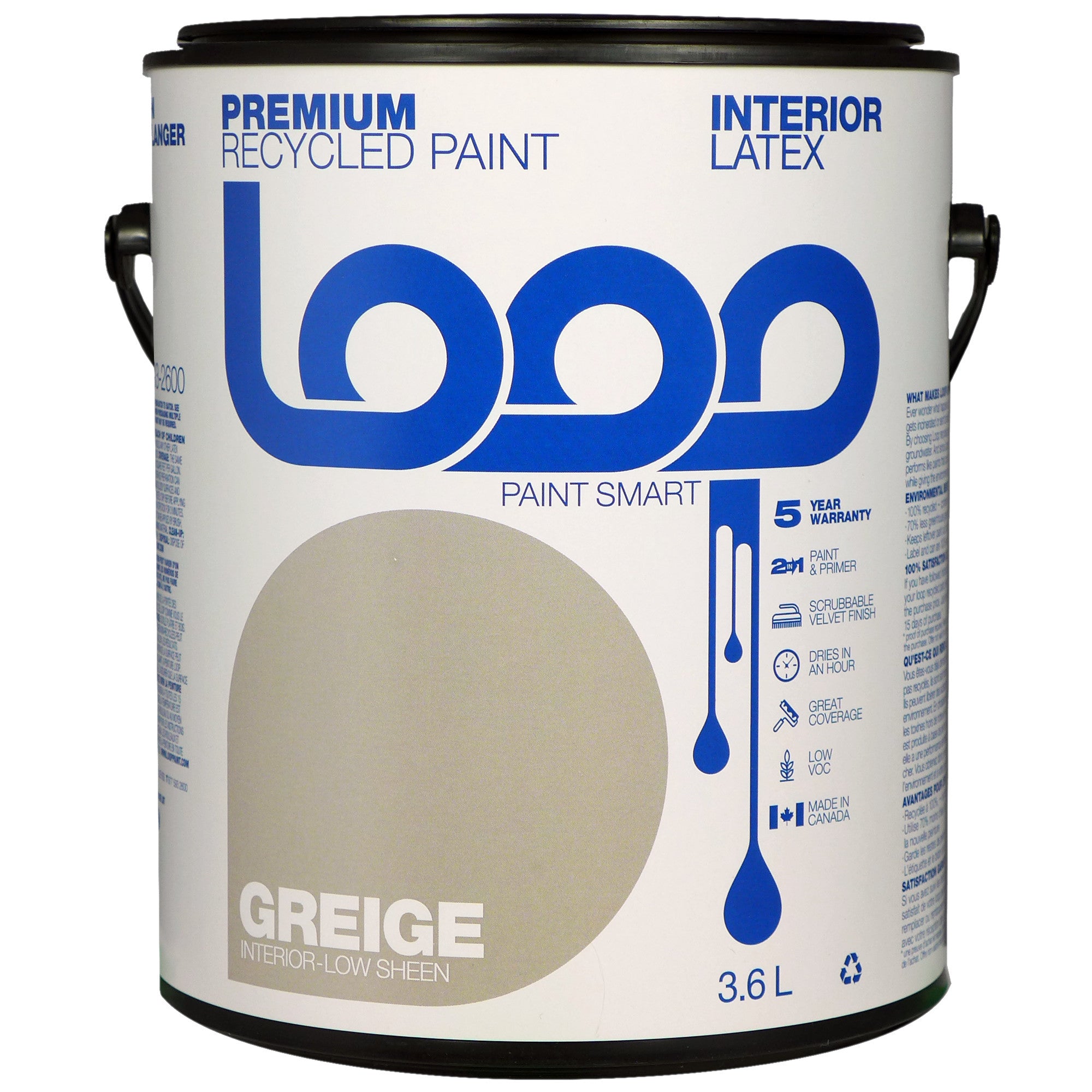 Loop Greige Interior Latex Premium Recycled Paint 3.8L Giant Tiger