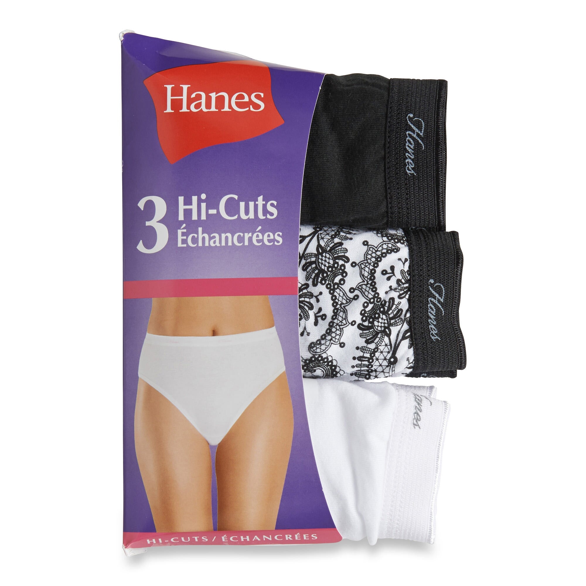 Hanes Women's Cotton Hi-cut, M, 3-Pack