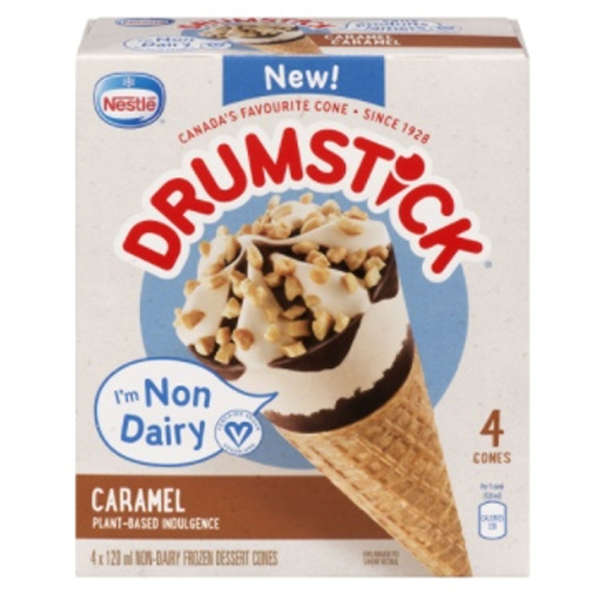 Nestle Drumsticks NonDairy Caramel Vanilla Ice Cream Cones, 4Pack, 1