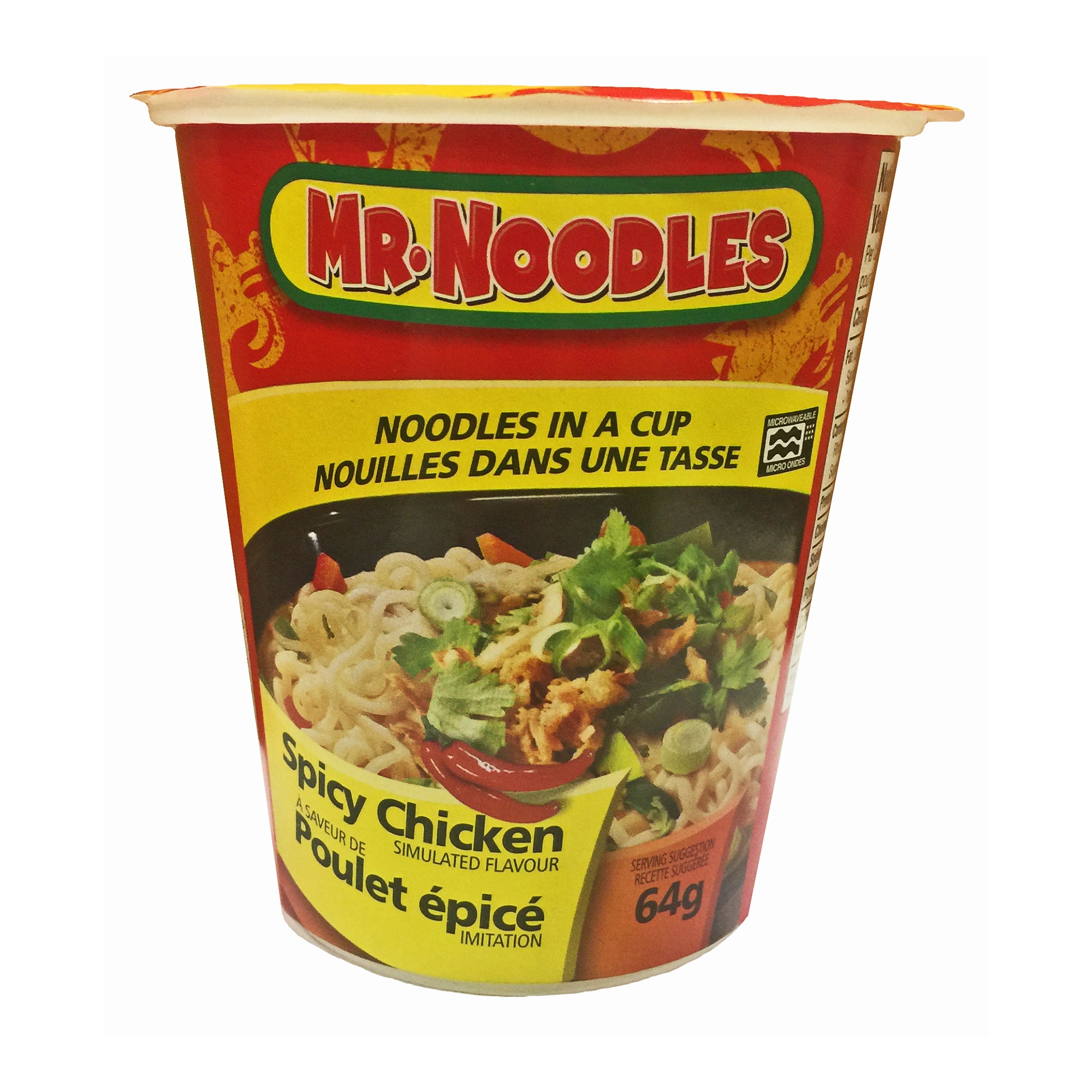 Mr. Noodles Spicy Chicken Simulated Flavour Noodles in a Cup 64g