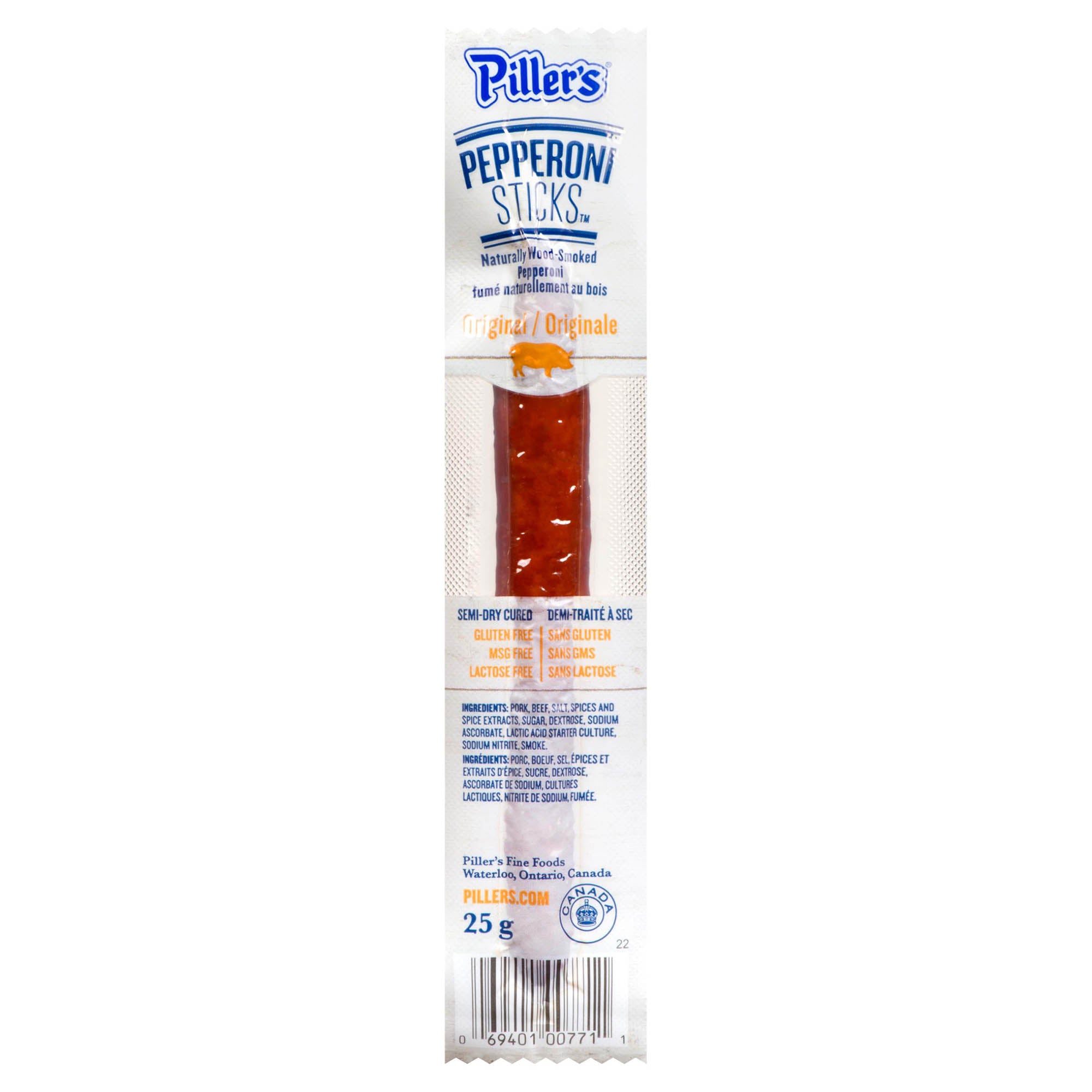 Piller's Original Naturally WoodSmoked Pepperoni Sticks, 25g Giant