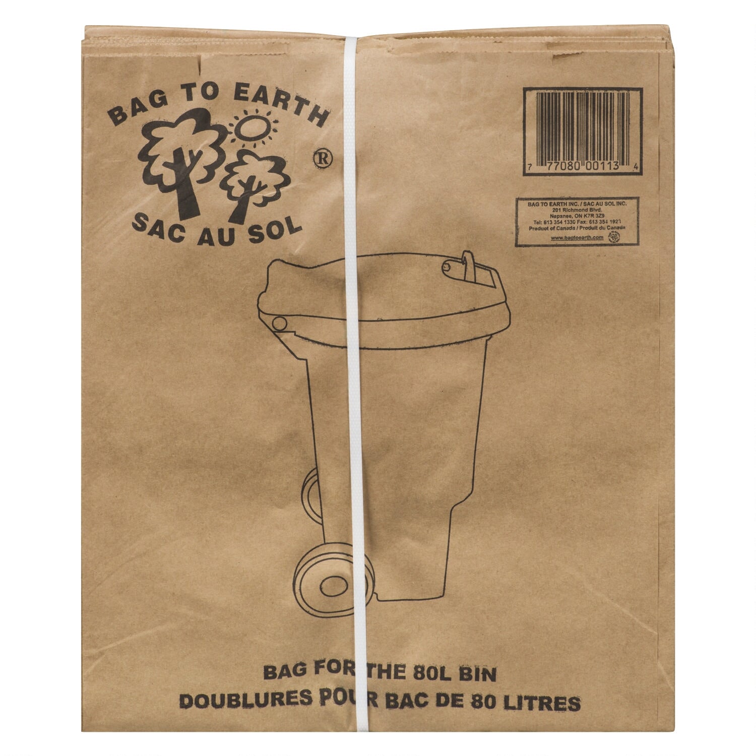 Bag to Earth 2Ply Bin Liner Biodegradable Food Waste Bags, 80L, Brow