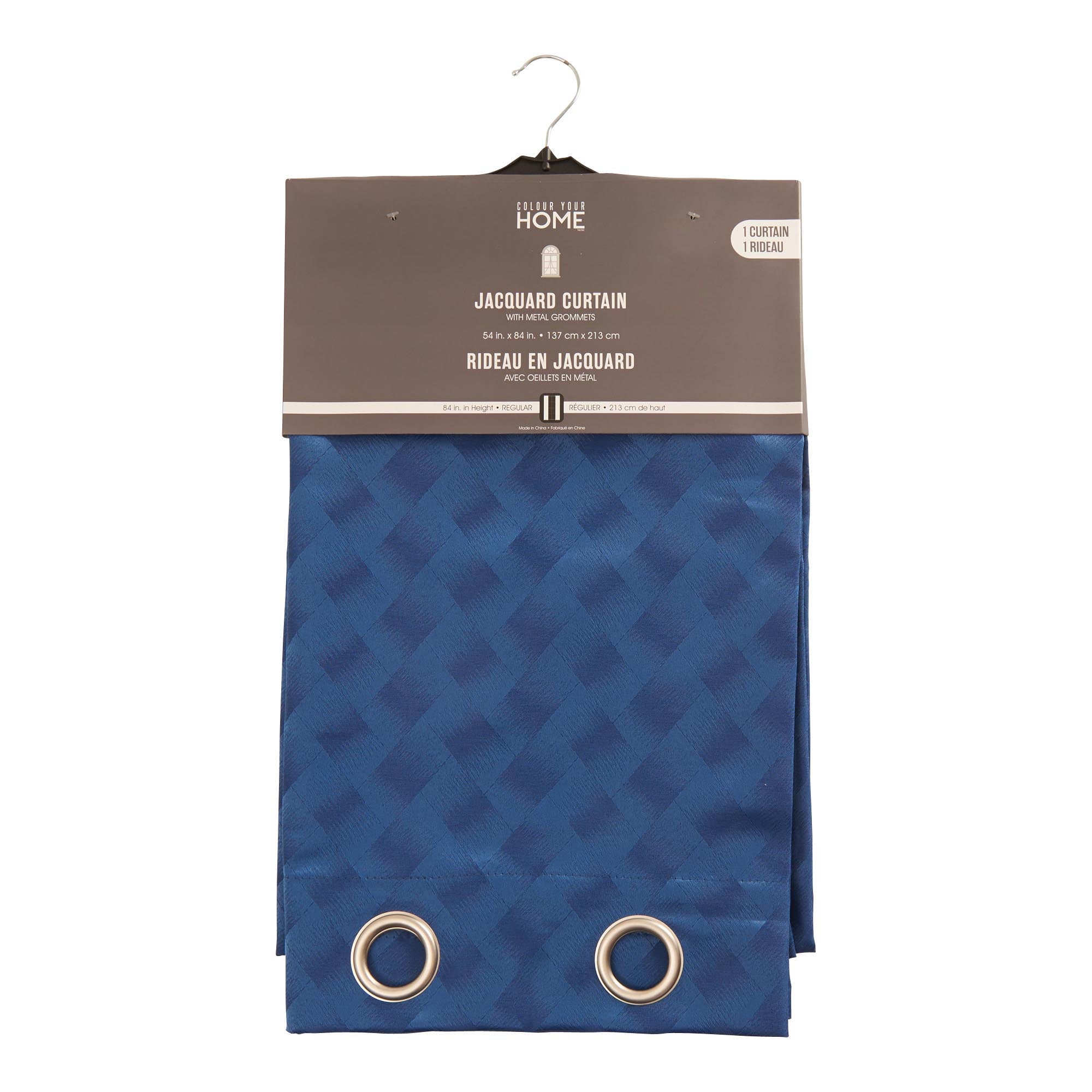 Safdie & Co. Navy Jacquard Curtains 84 in. Giant Tiger