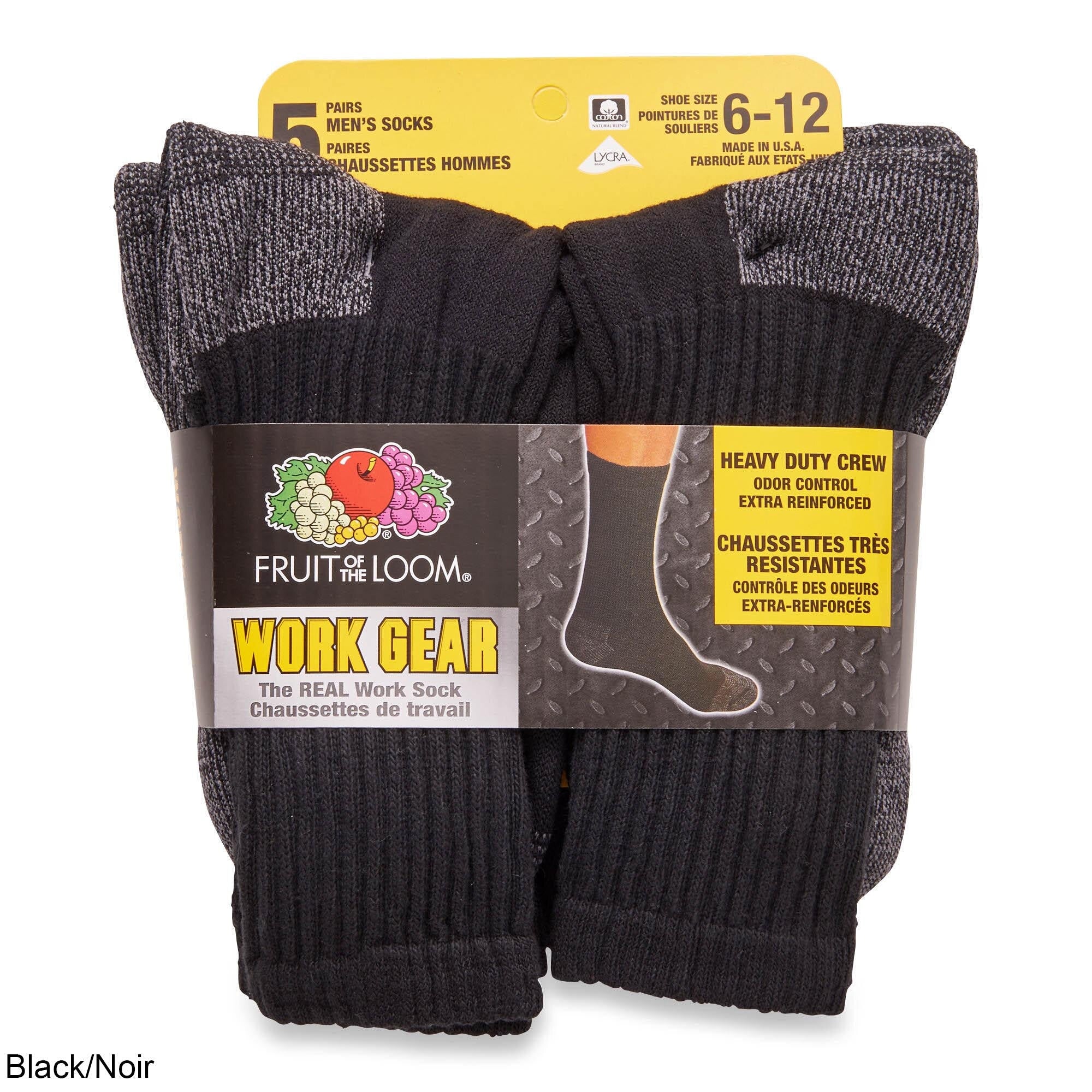 Chaussettes De Travail Robustes - Lot De 6 Paires, Coton, Longues, Noires - Homme Et Femme, Confort Et Soutien