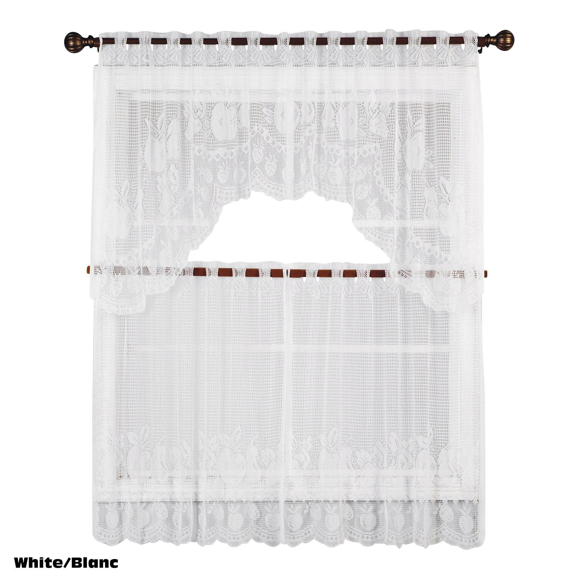 HomeStyles Lace Kitchen Curtain Set, 3Pieces Giant Tiger