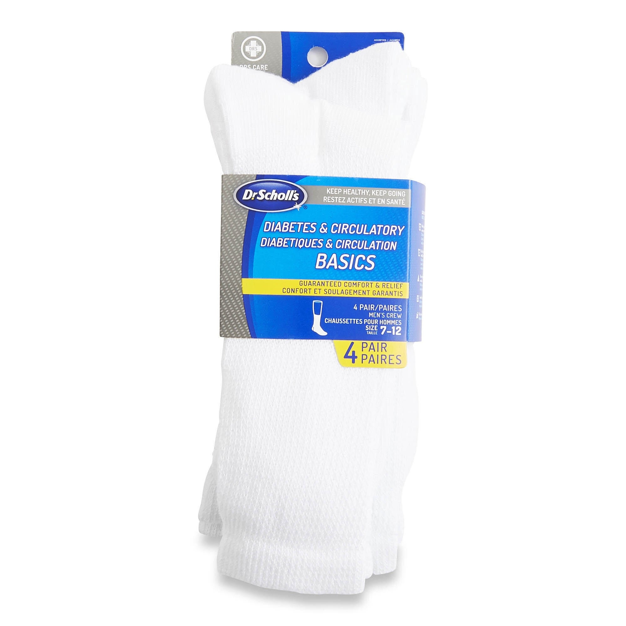 Scholl's Men's Diabetic and Circulatory Socks, to 12, 4-Pack