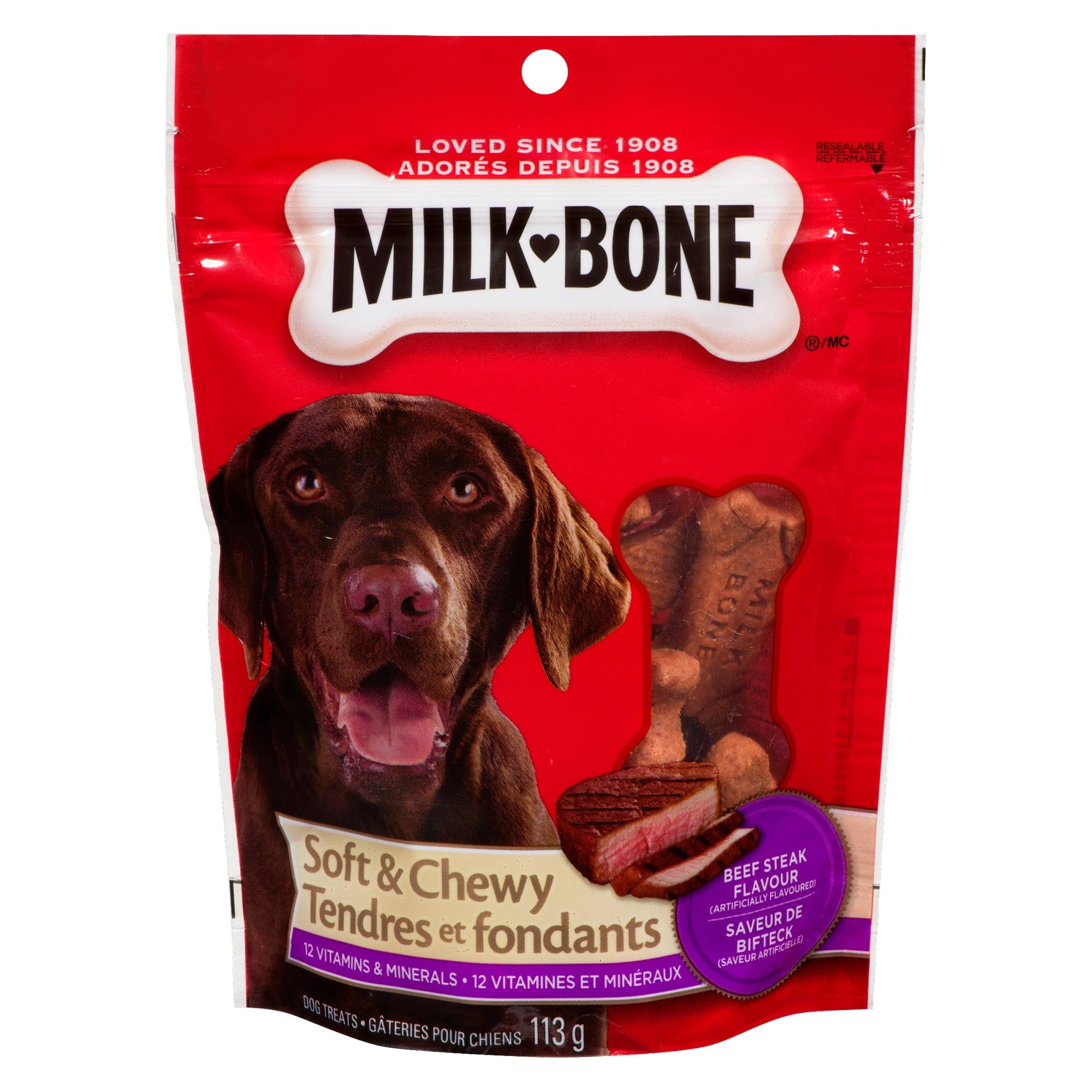 MilkBone Soft & Chewy Beef Steak Flavour Dog Treats, 113g Giant Tiger