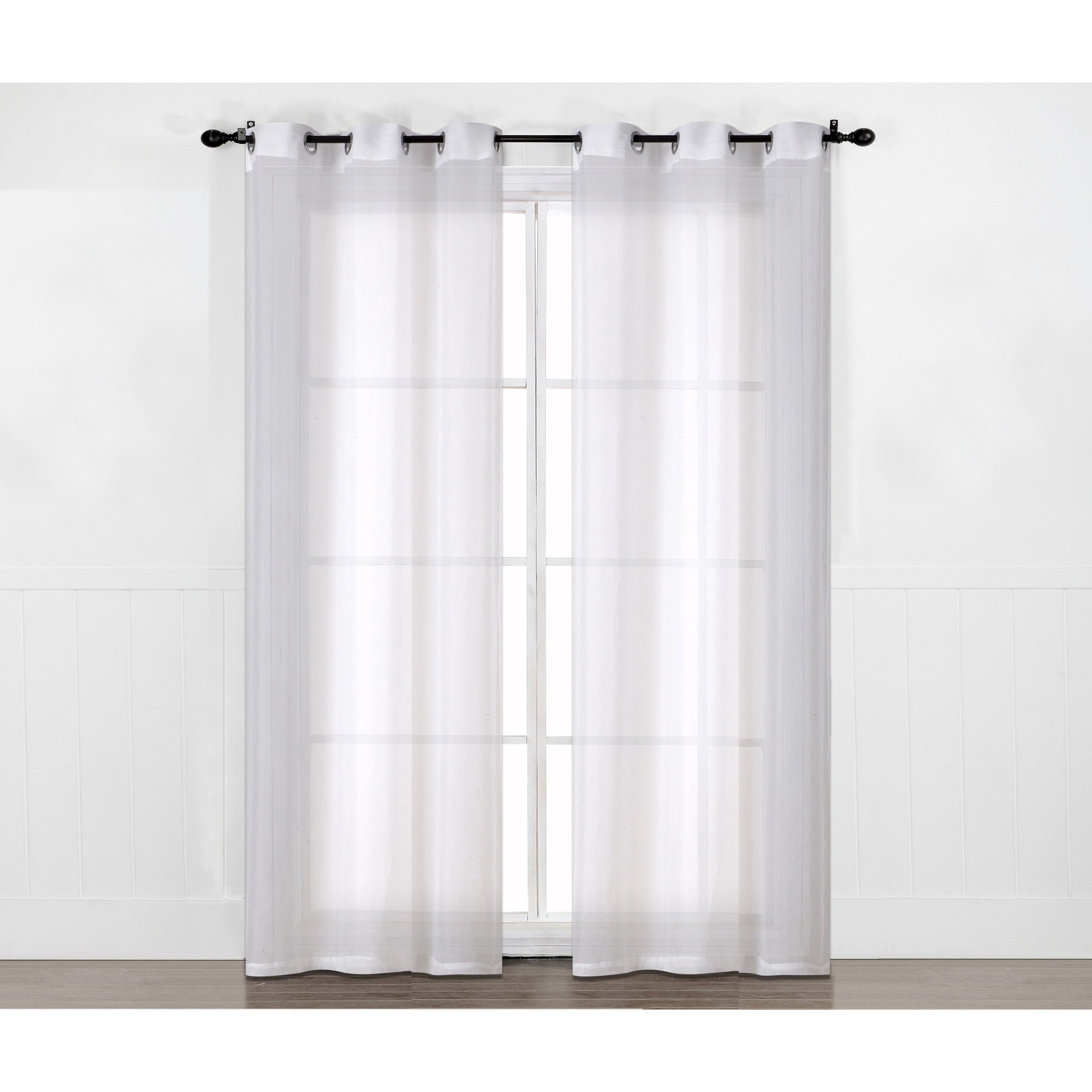HomeStyles Polyster Sheer Curtain Panel with Grommets, 96in, White, 1 Giant Tiger