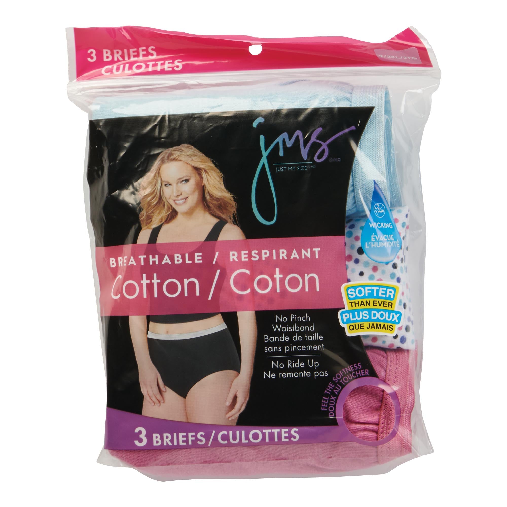 Just My Size Women's Plus High-Rise Cotton Briefs with Tag-Free