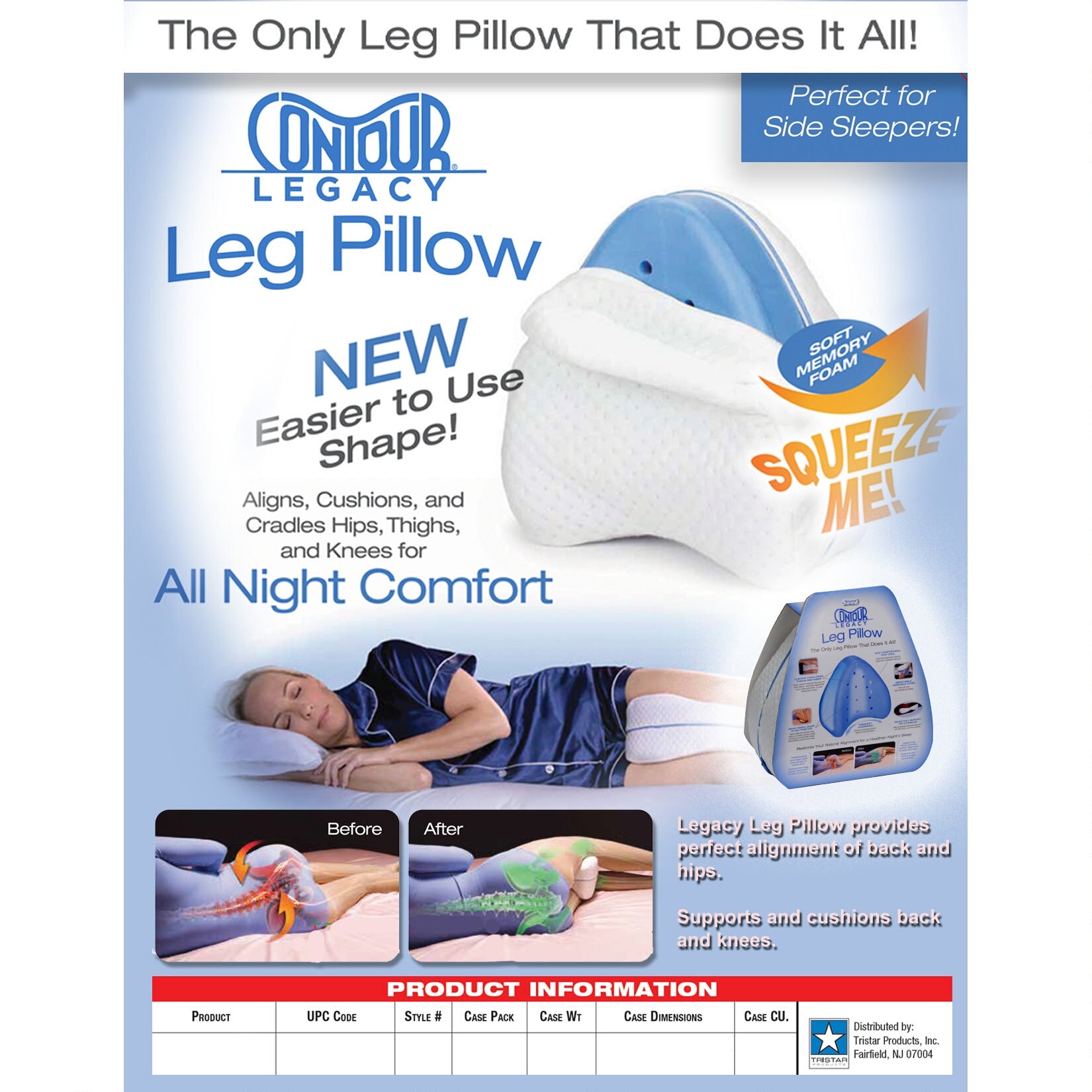 New As Seen On TV Contour Legacy Leg Pillow Orthopedic Leg Pillow For Al,  Each 