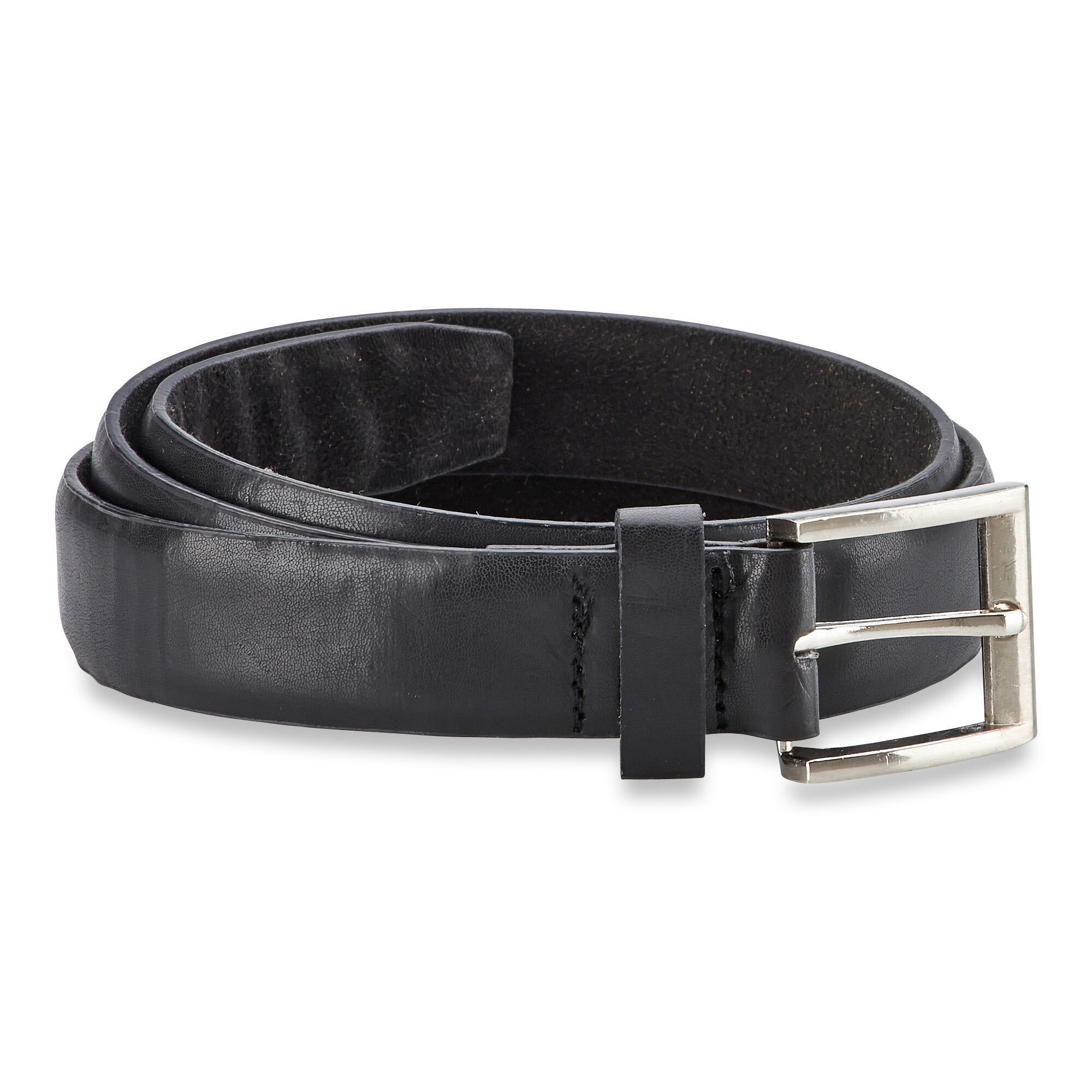Men's Leather Belt with Basic Silver Hardware, Black – Giant Tiger