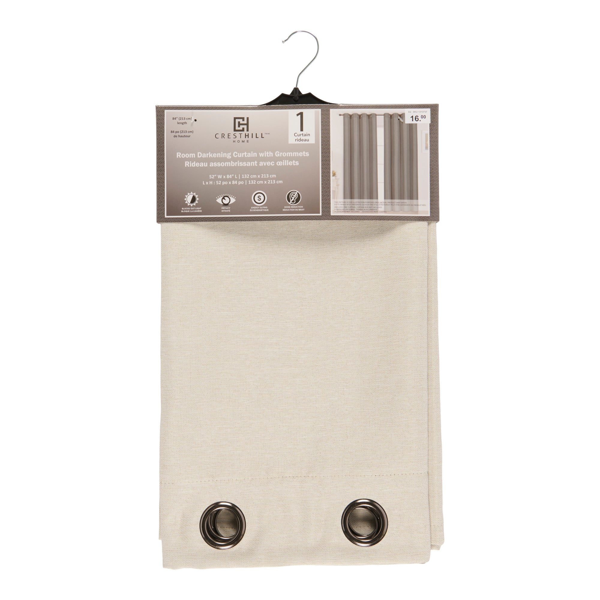 Room Darkening Curtain, 84in Giant Tiger