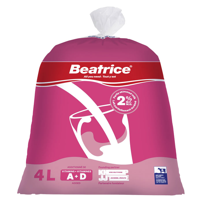 Beatrice Lait Partiellement écrémé Frais 2% M.G., 4 L