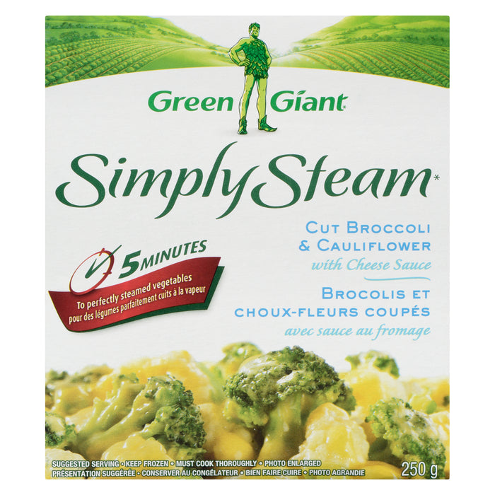 Brocolis et choux-fleurs coupés avec sauce au fromage Géant Vert Simply Steam - 250g