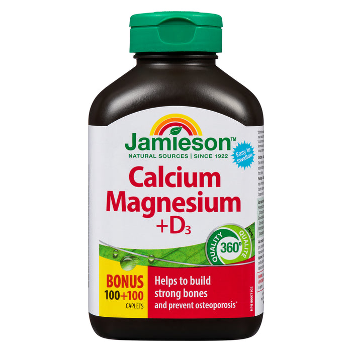 Jamieson Calcium Magnesium + D3 Caplets, 200 Pack