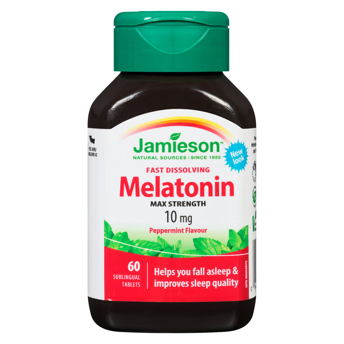 Jamieson Fast Dissolving Melatonin Max Strength 10 mg Peppermint, 60-Pack