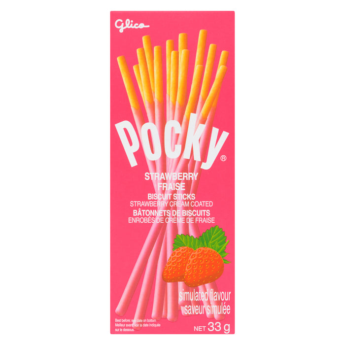 Glico Pocky Bâtonnets de Biscuits Fraise, 33 g