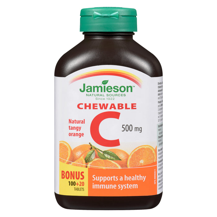 Jamieson C à Croquer Orange Acidulée Naturelle 500 mg, emb. de 120