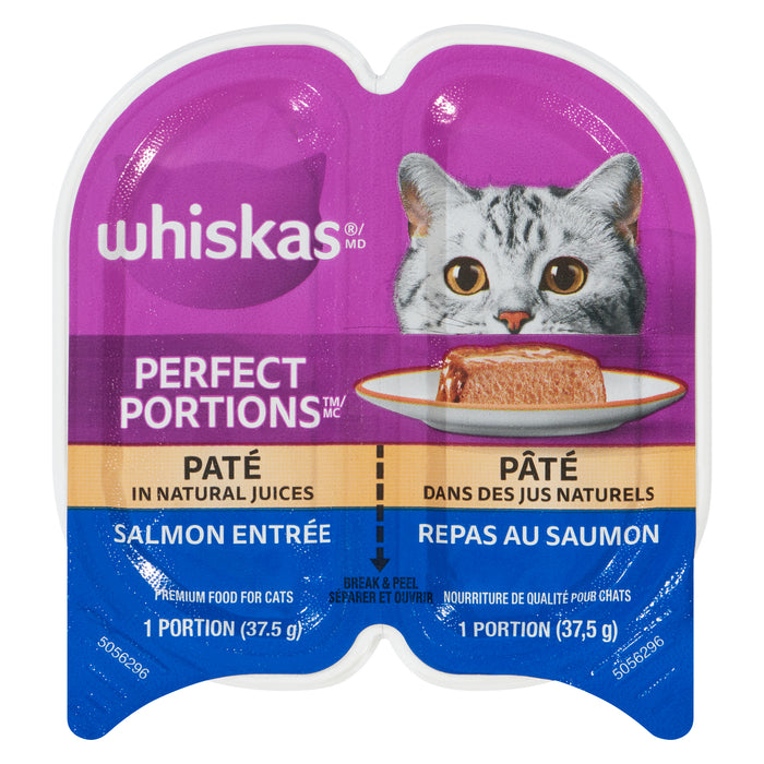 Whiskas Perfect Portions for Cats Paté in Natural Juices with Sustainable Salmon, 37.5 g, 2-Pack