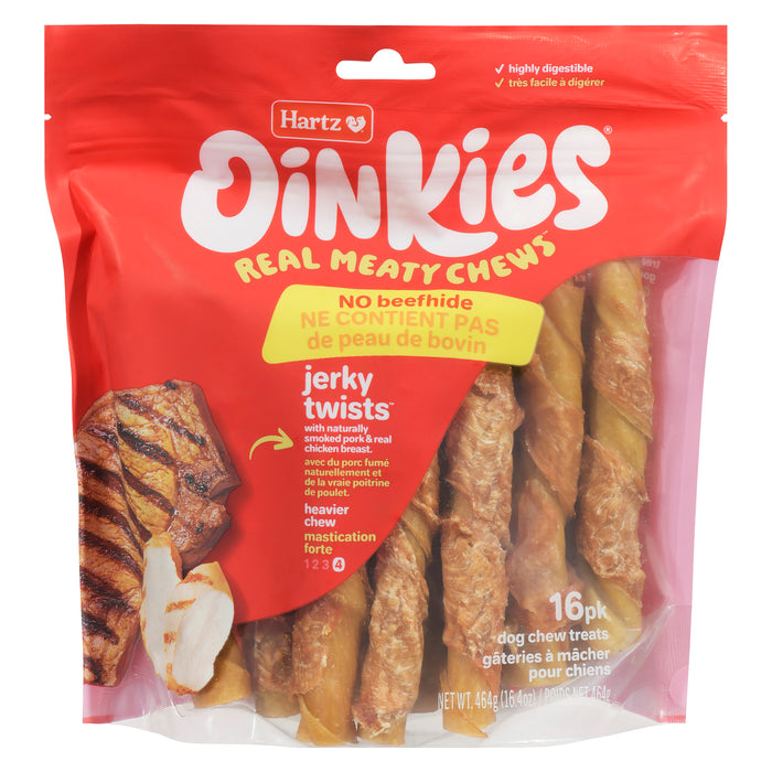 Hartz Oinkies Pig Skin Twists Wrapped with Real Chicken, 16-Pack, 464-g