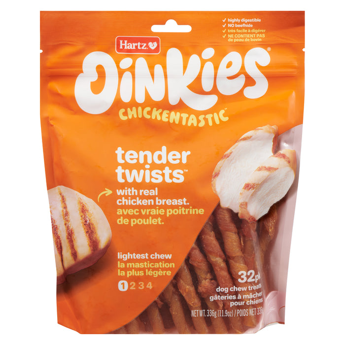 Hartz Oinkies Tender Treats Chien Mâche Enveloppé avec de Poulet Véritable Emballage Familiare!, emb de 32, 336 g
