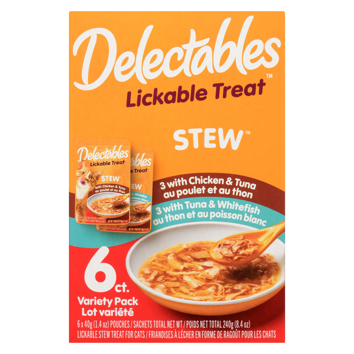 Delectables Lickable Stew Treats for Cats Pack Variety Pouches, 6-Pack, 40-g