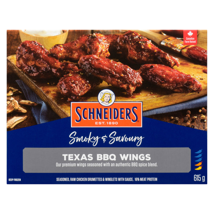 Ailes de poulet au barbecue fumées et savoureuses Schneider's, 615 g